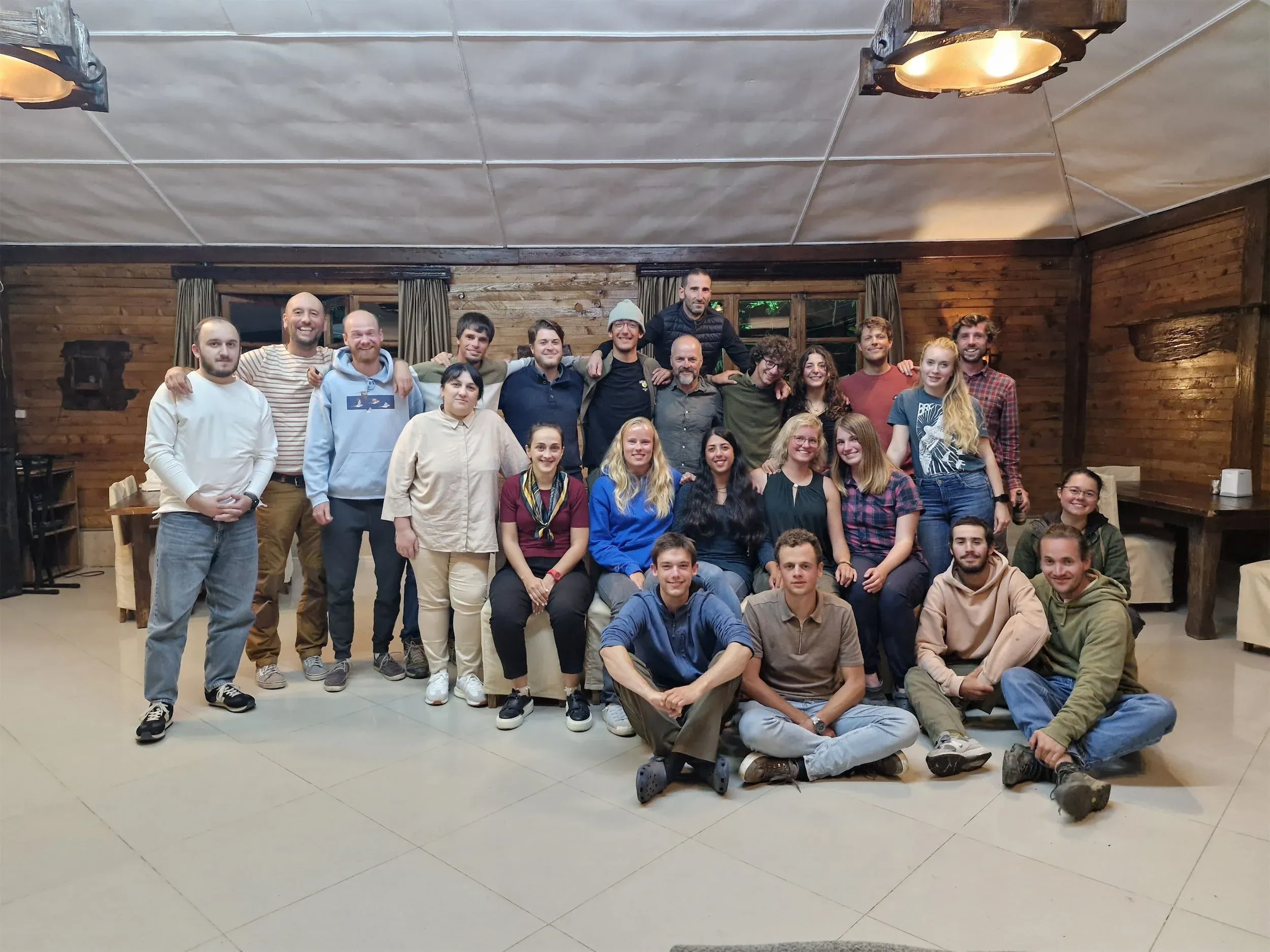 The team and some members of our host families celebrating the end of the count with a well-deserved group dinner.