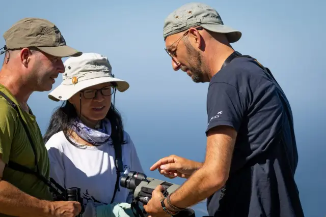 Behind-the-scenes photo from the 2024 Batumi Raptor Count autumn season