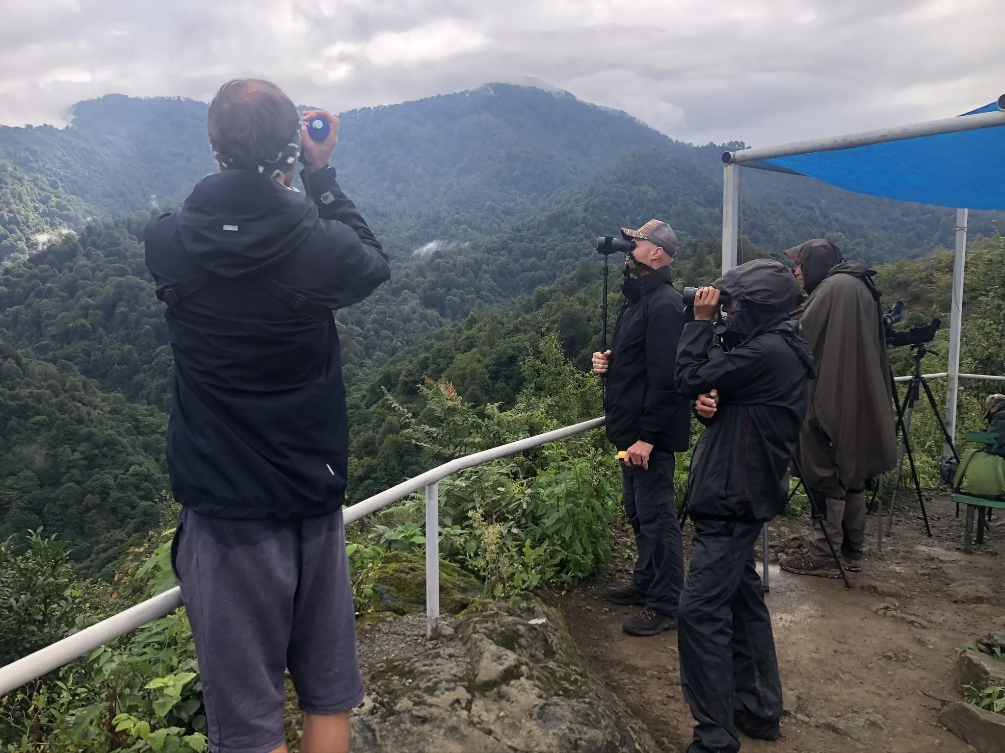 Behind-the-scenes photo from the 2019 Batumi Raptor Count autumn season