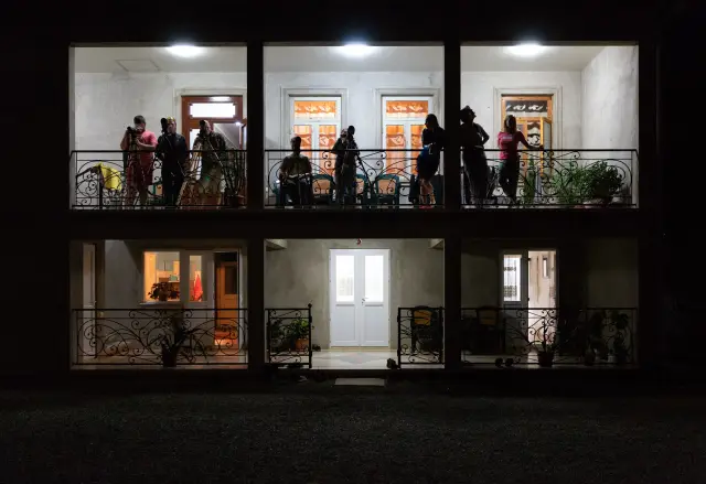 Behind-the-scenes photo from the 2018 Batumi Raptor Count autumn season