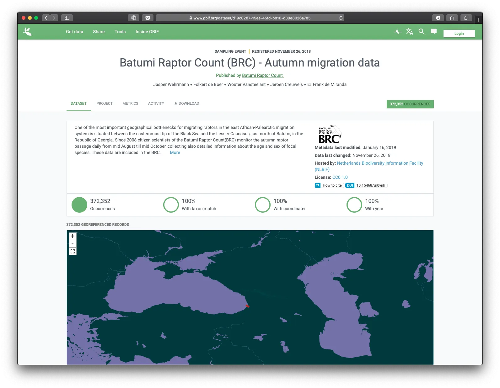 Figure 1. The entire* BRC dataset can now be found on GBIF.