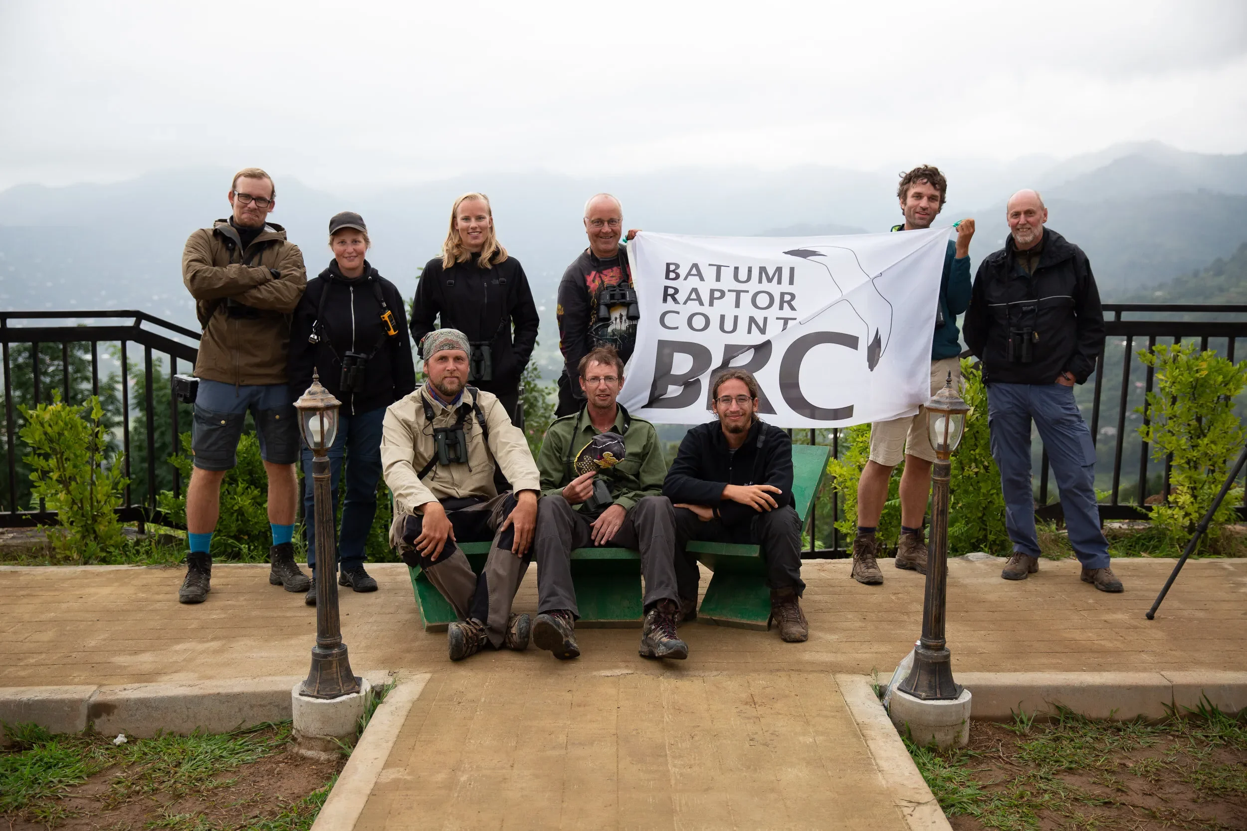 Behind-the-scenes photo from the 2019 Batumi Raptor Count autumn season