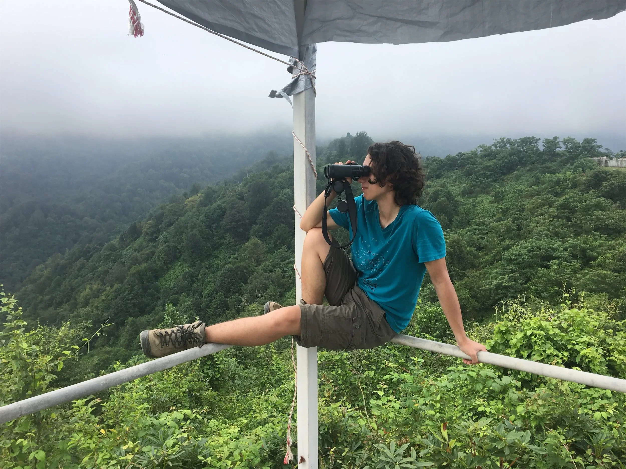 Behind-the-scenes photo from the 2022 Batumi Raptor Count autumn season