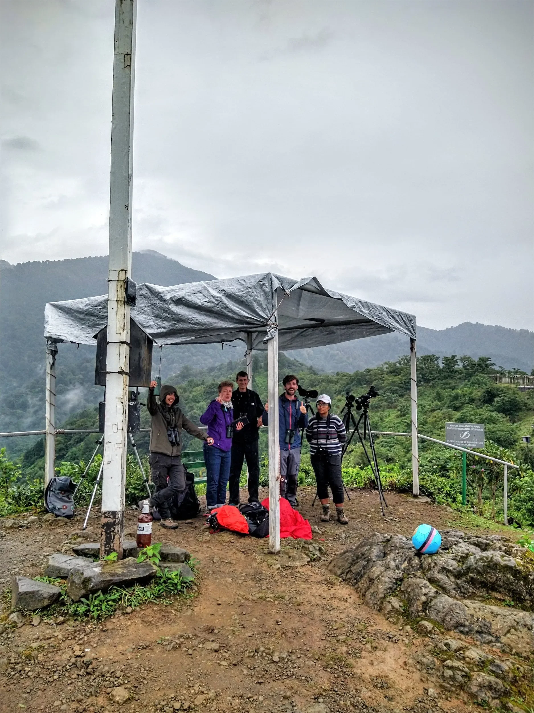 Behind-the-scenes photo from the 2022 Batumi Raptor Count autumn season
