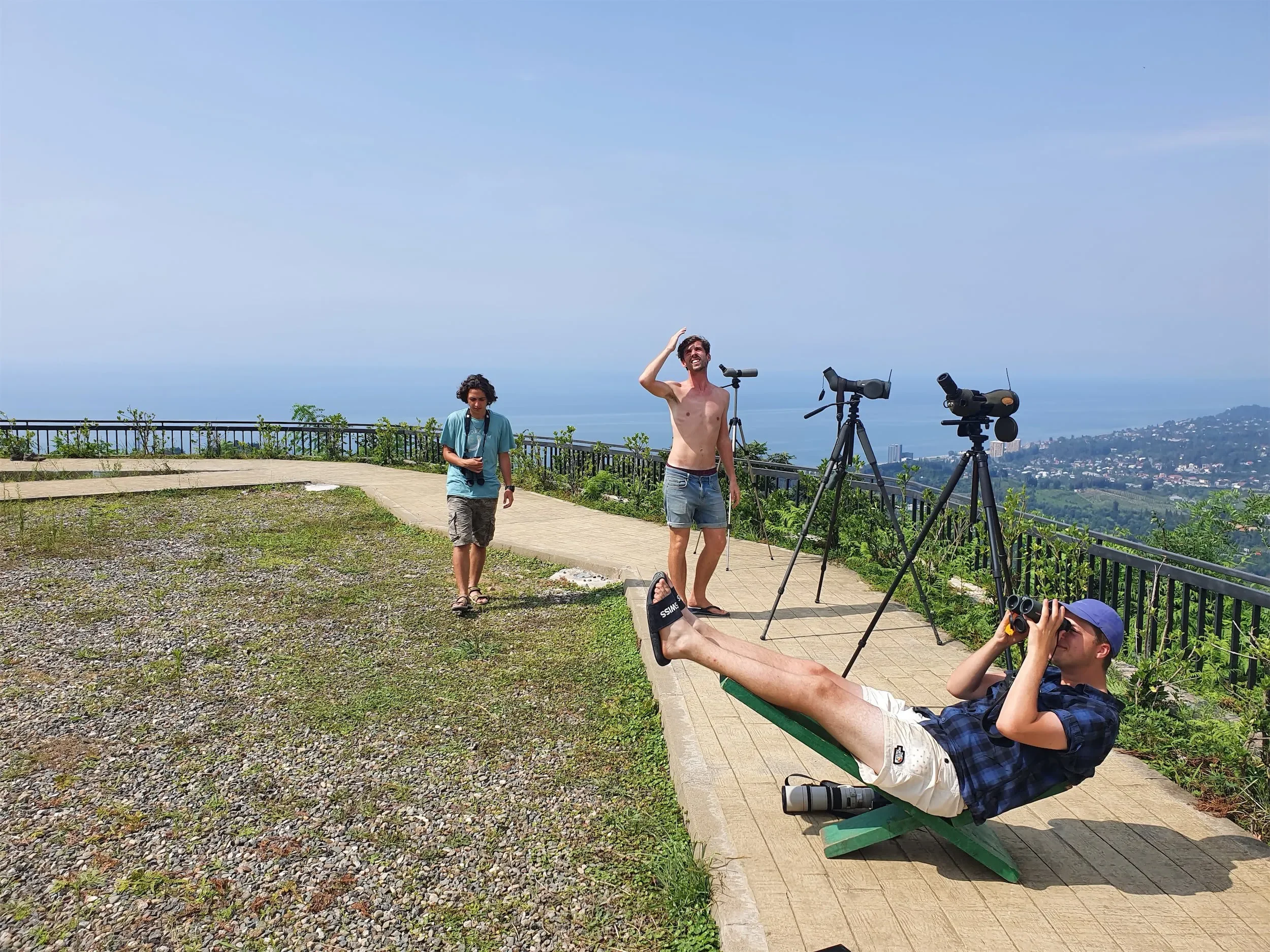 Behind-the-scenes photo from the 2022 Batumi Raptor Count autumn season