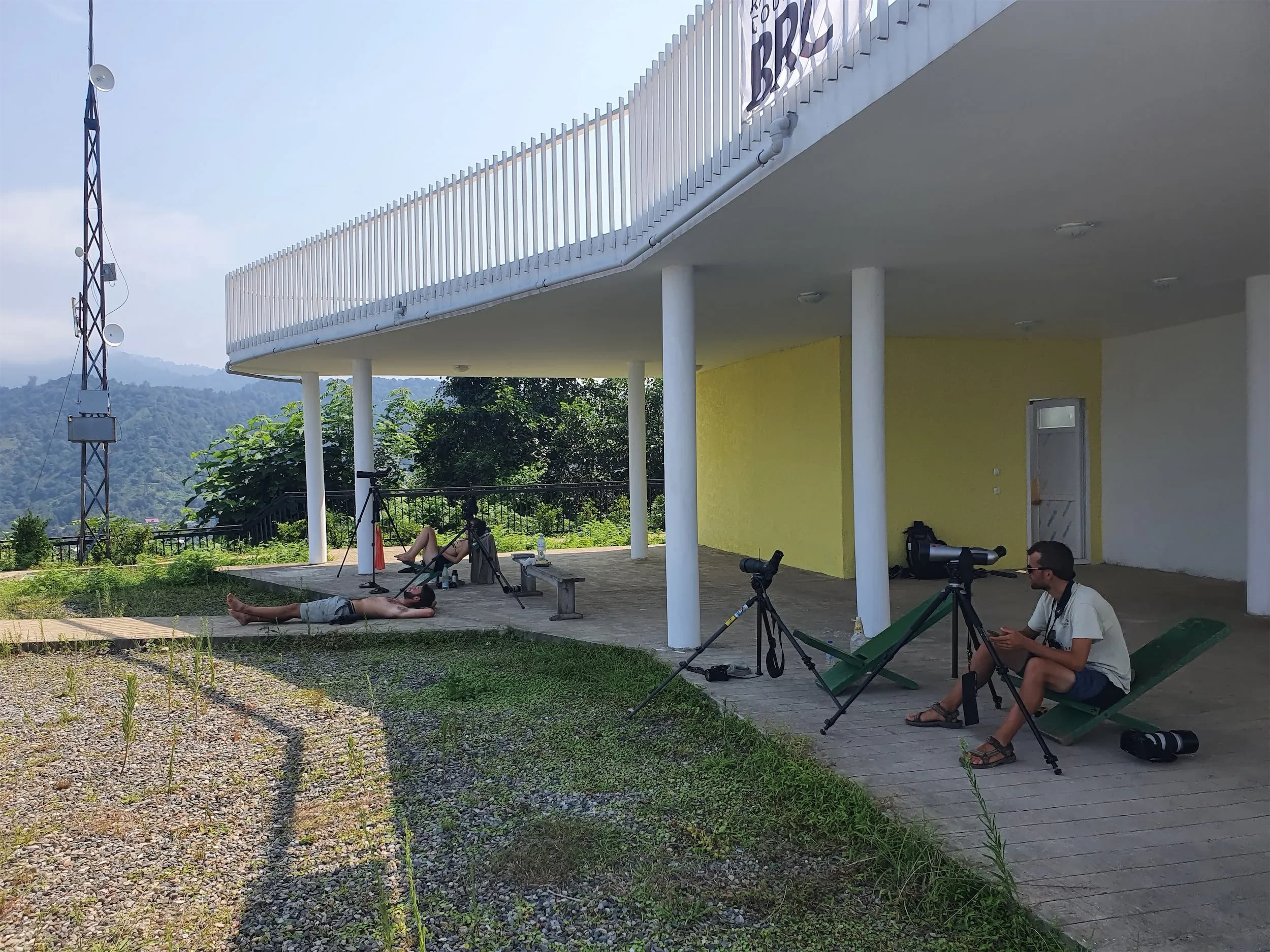 Behind-the-scenes photo from the 2022 Batumi Raptor Count autumn season