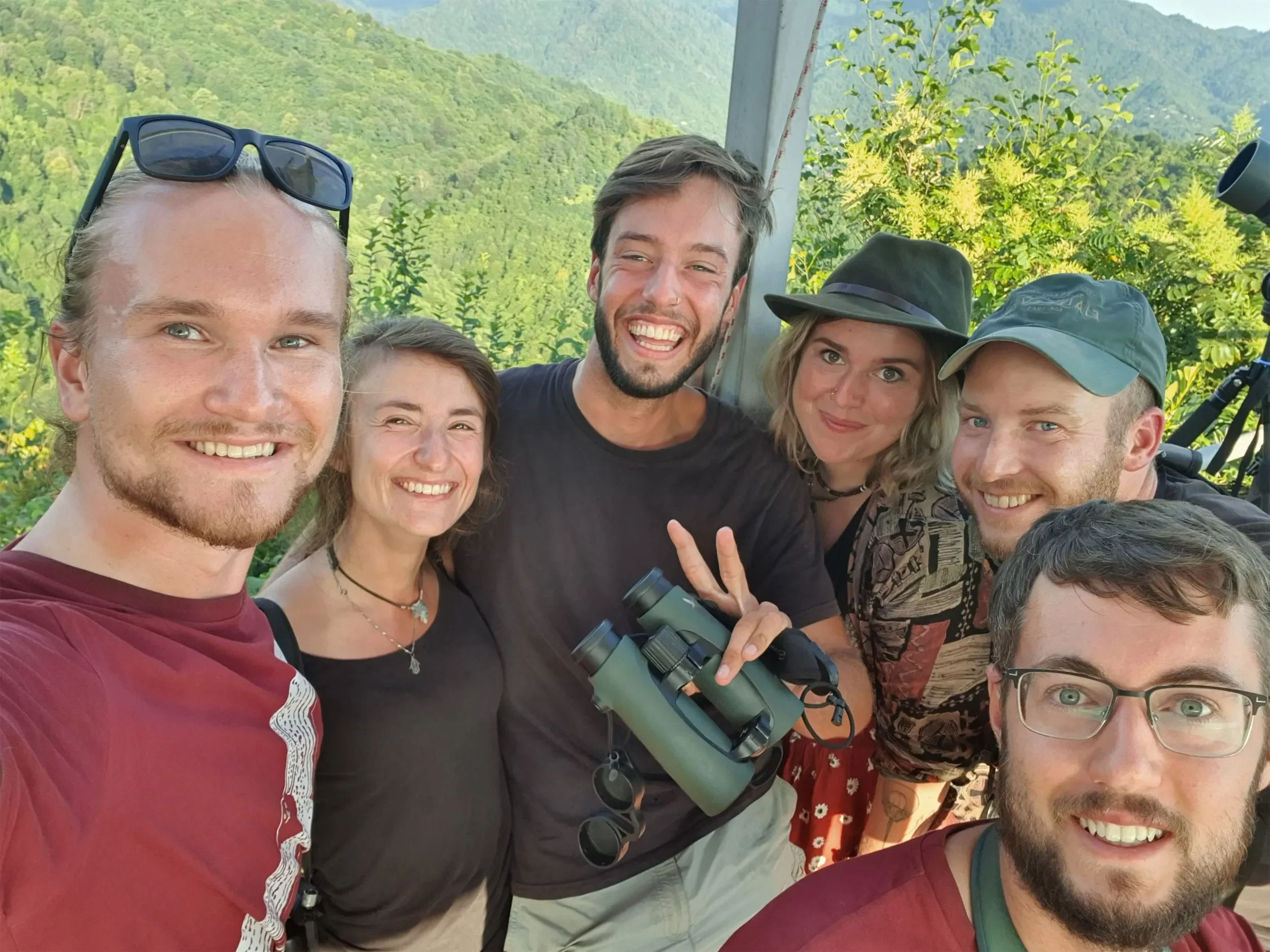 Behind-the-scenes photo from the 2022 Batumi Raptor Count autumn season