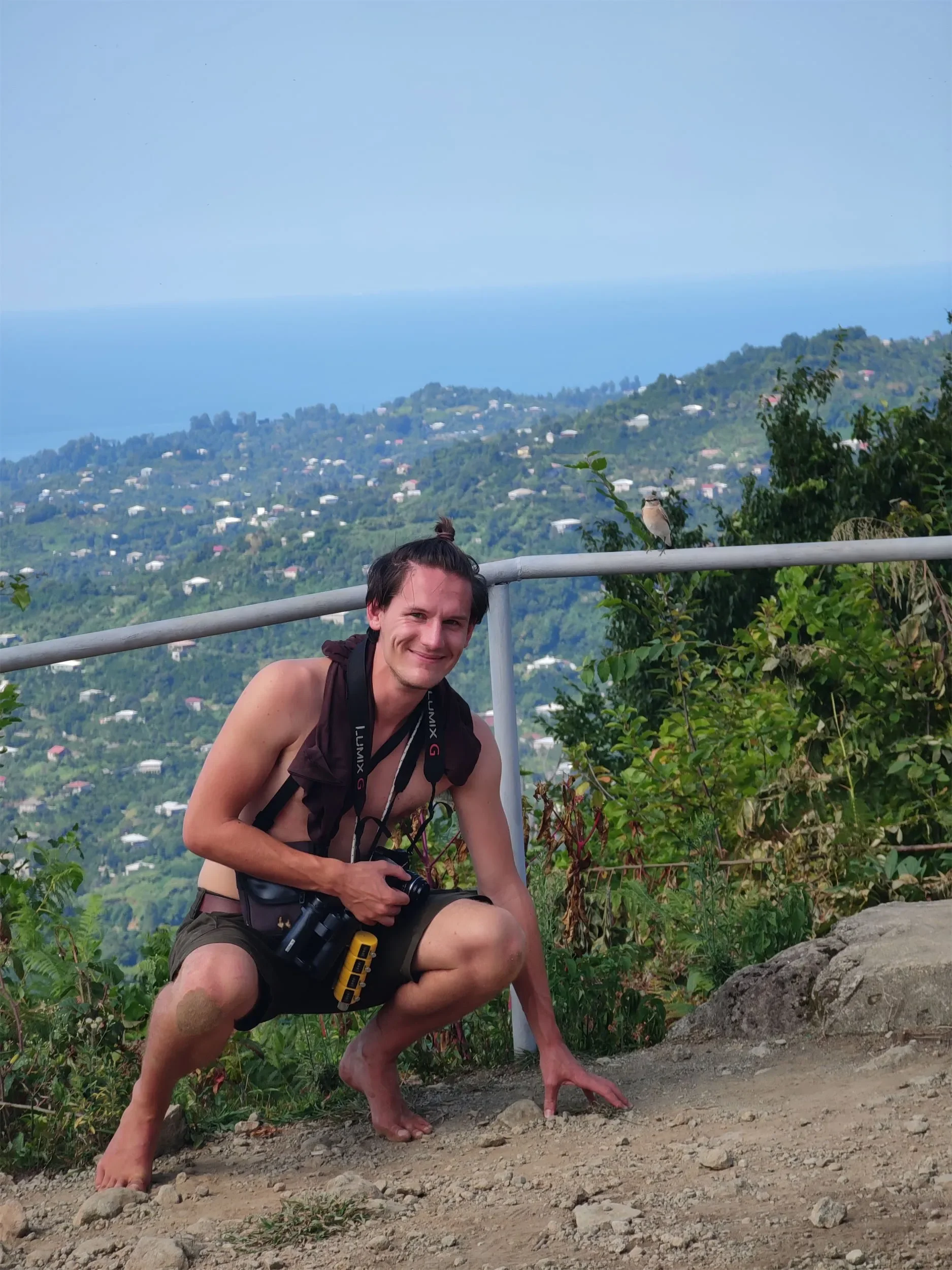 Behind-the-scenes photo from the 2024 Batumi Raptor Count autumn season