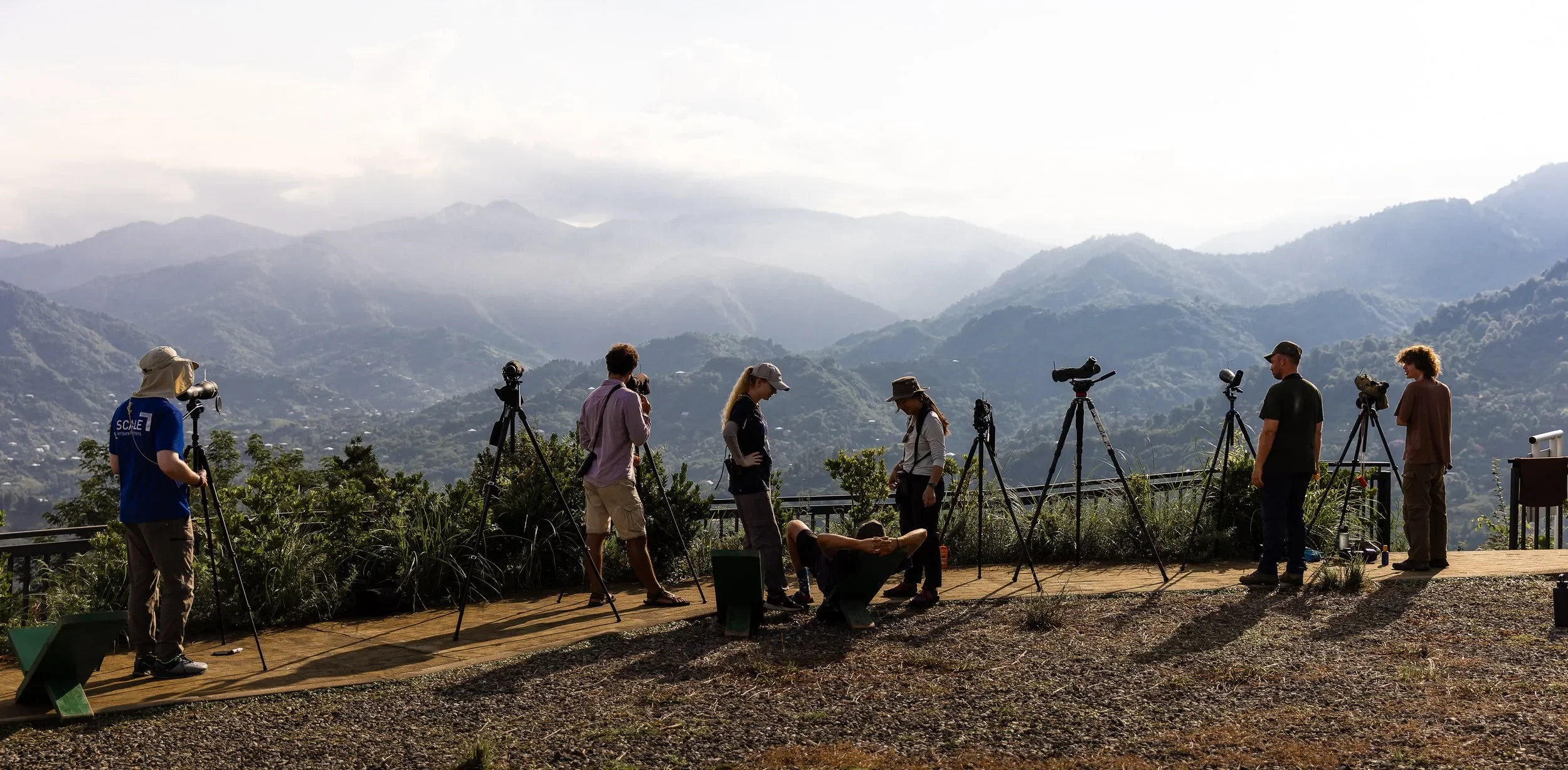 Behind-the-scenes photo from the 2024 Batumi Raptor Count autumn season