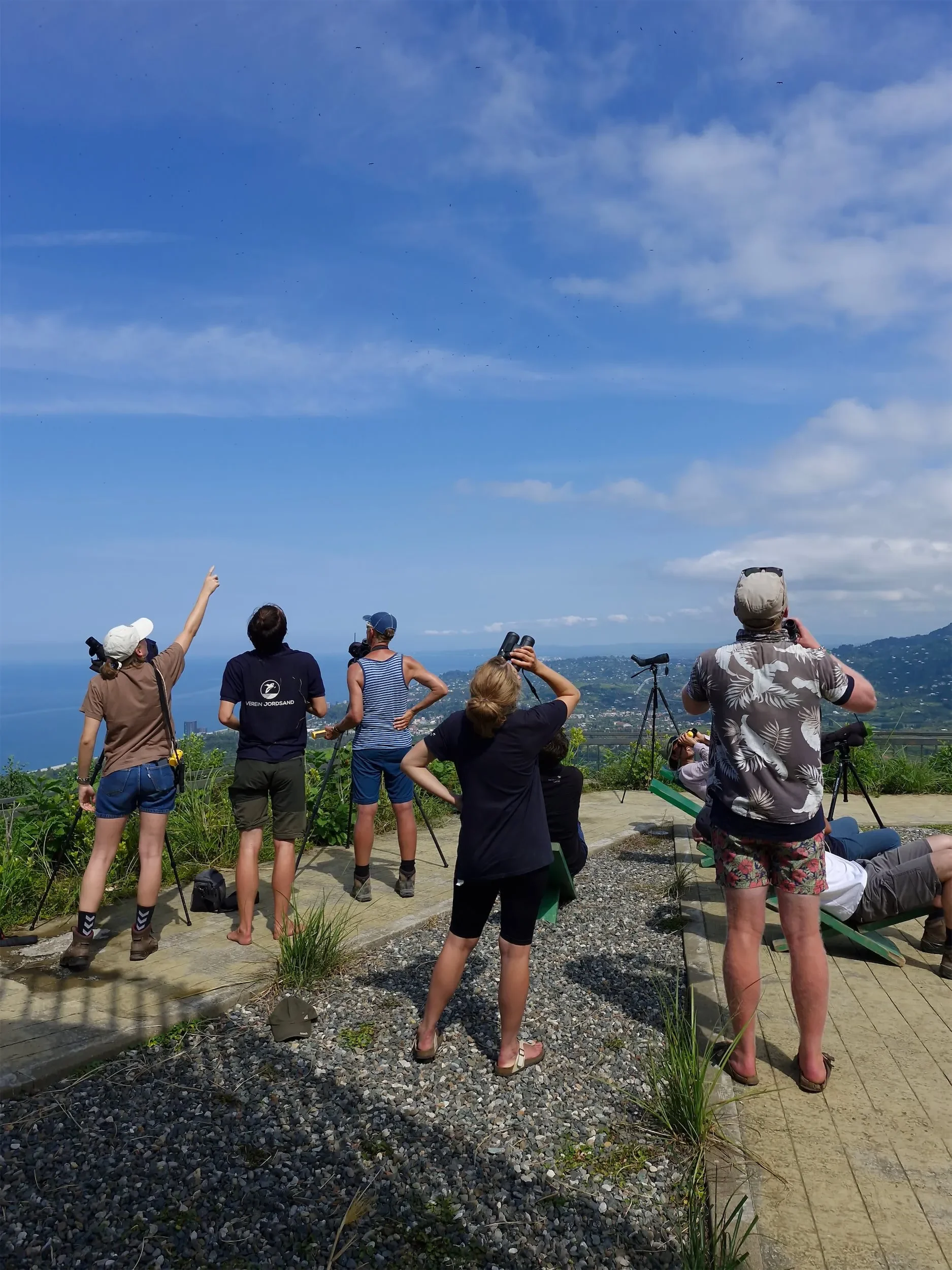 Behind-the-scenes photo from the 2024 Batumi Raptor Count autumn season