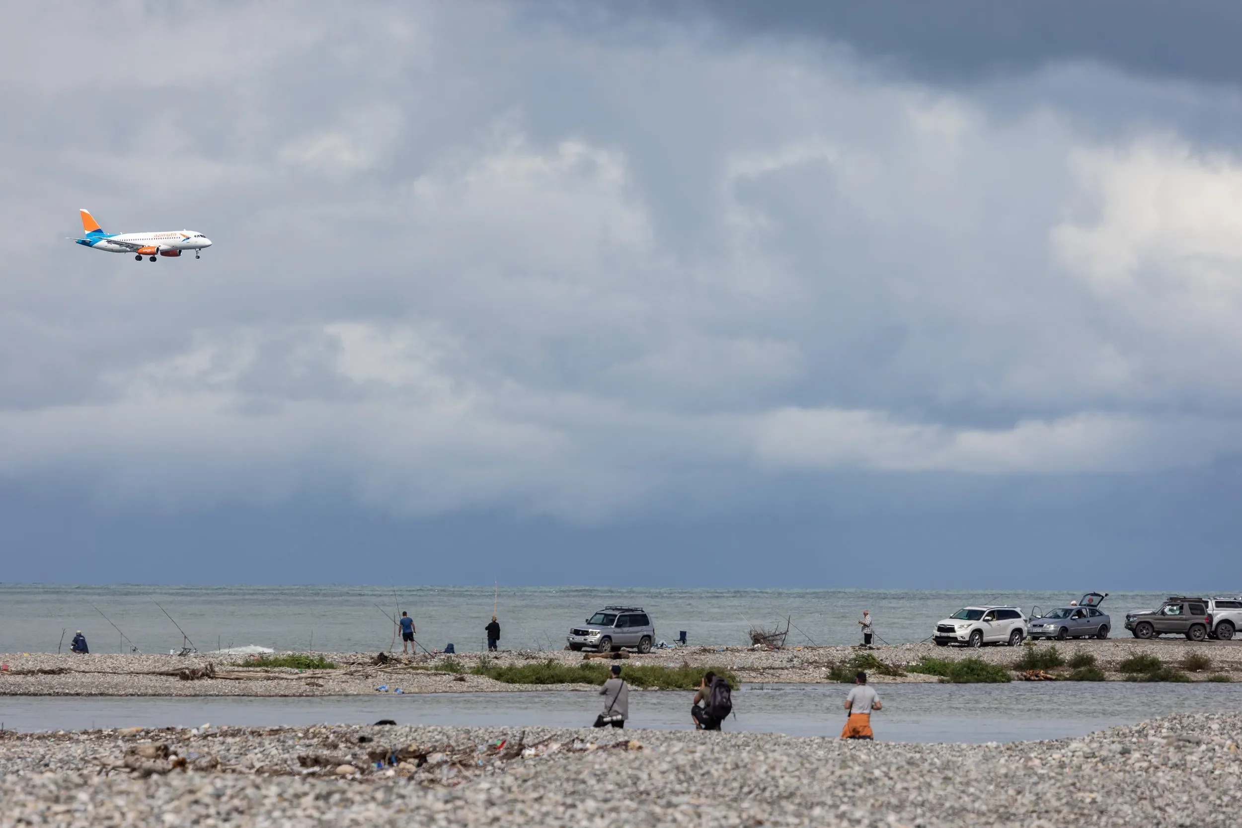 Birdwatchers scanning the wetlands of the Chorokhi Delta on a day off