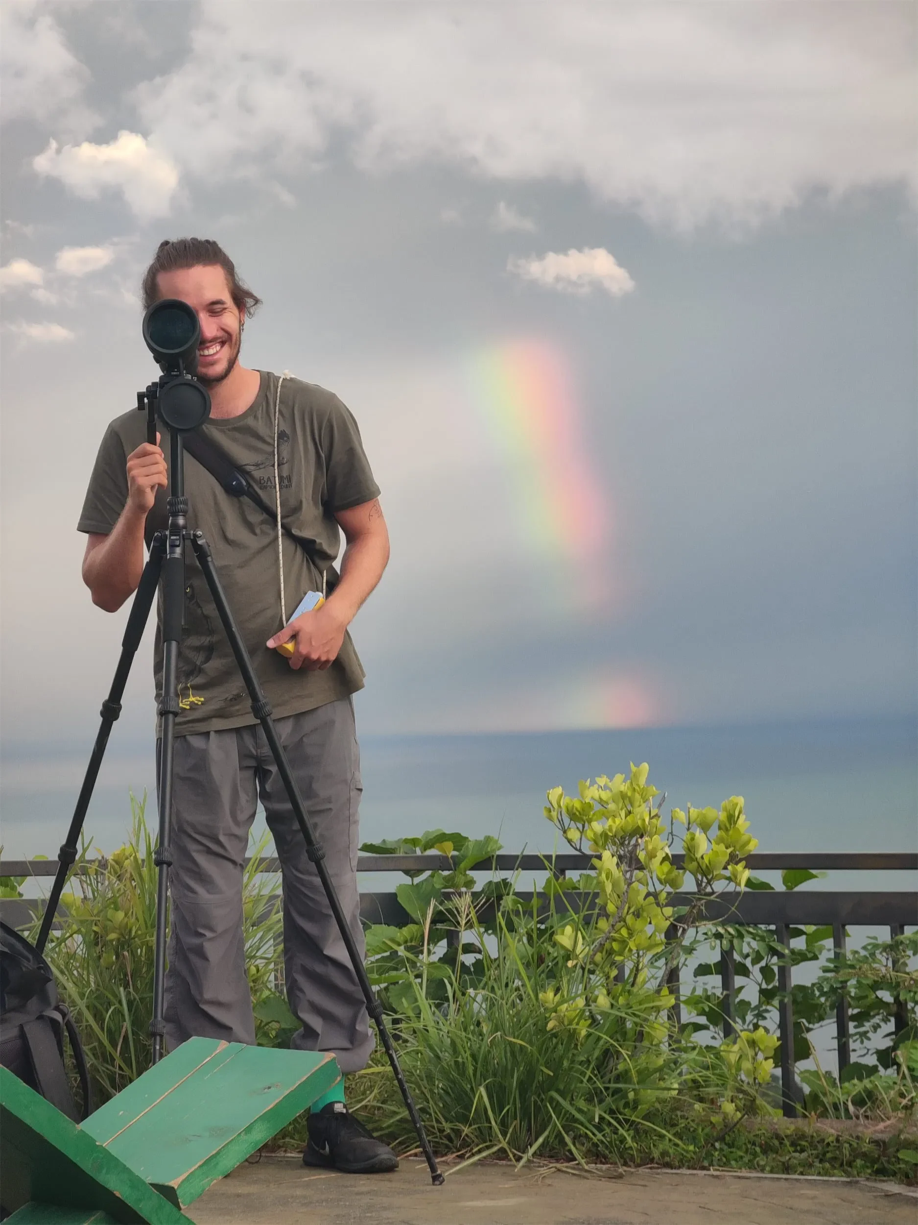 Behind-the-scenes photo from the 2024 Batumi Raptor Count autumn season