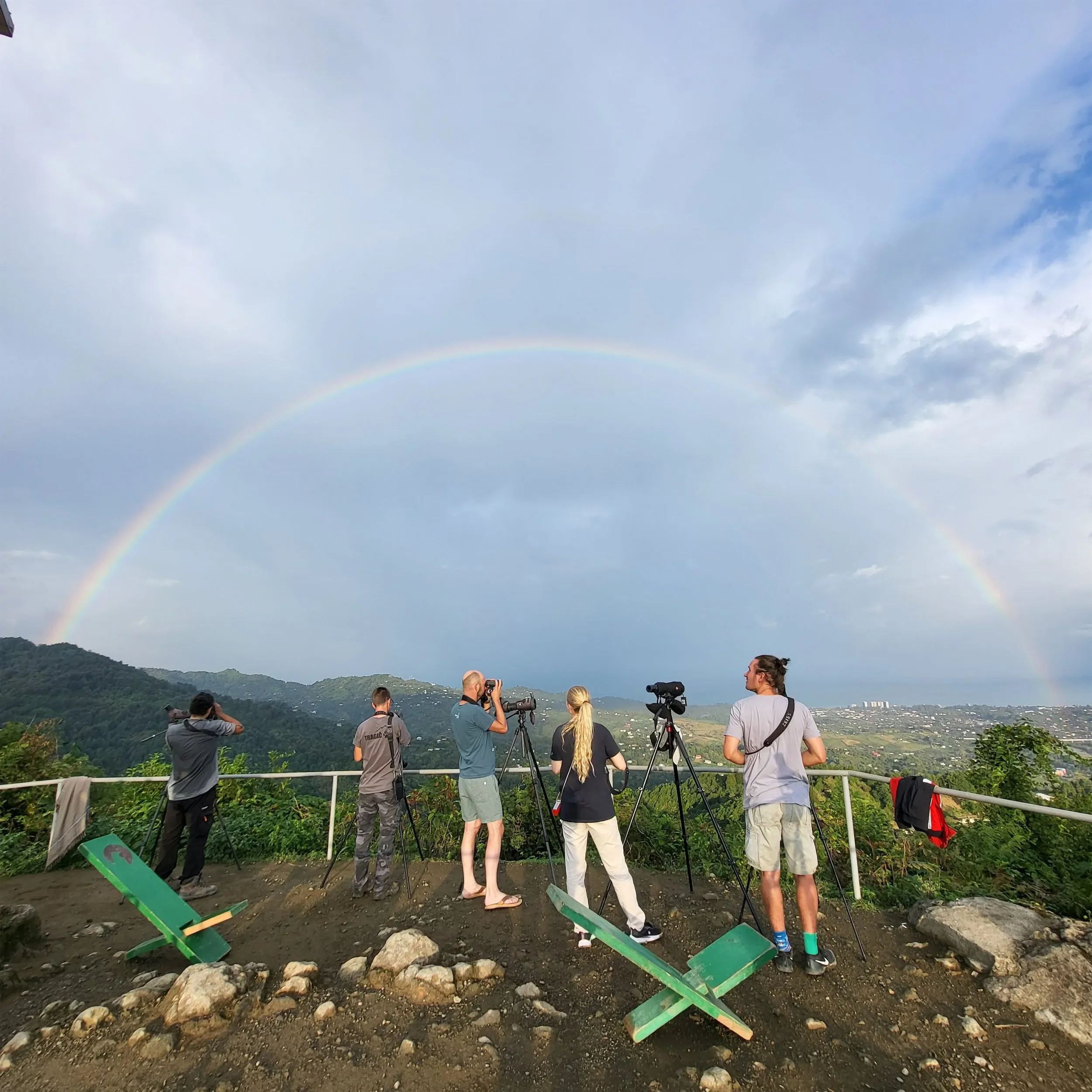 A rainbow over the bottleneck at sunrise.