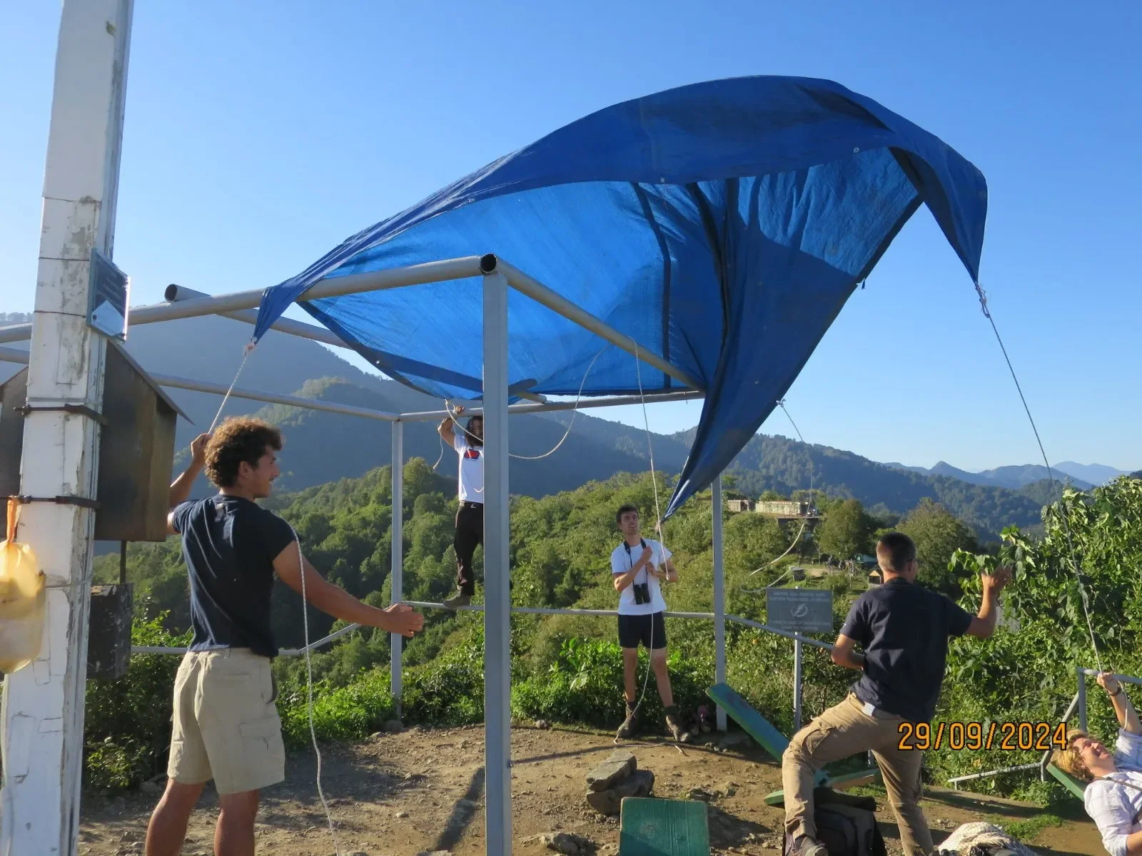 Behind-the-scenes photo from the 2024 Batumi Raptor Count autumn season