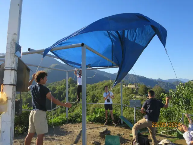 Behind-the-scenes photo from the 2024 Batumi Raptor Count autumn season