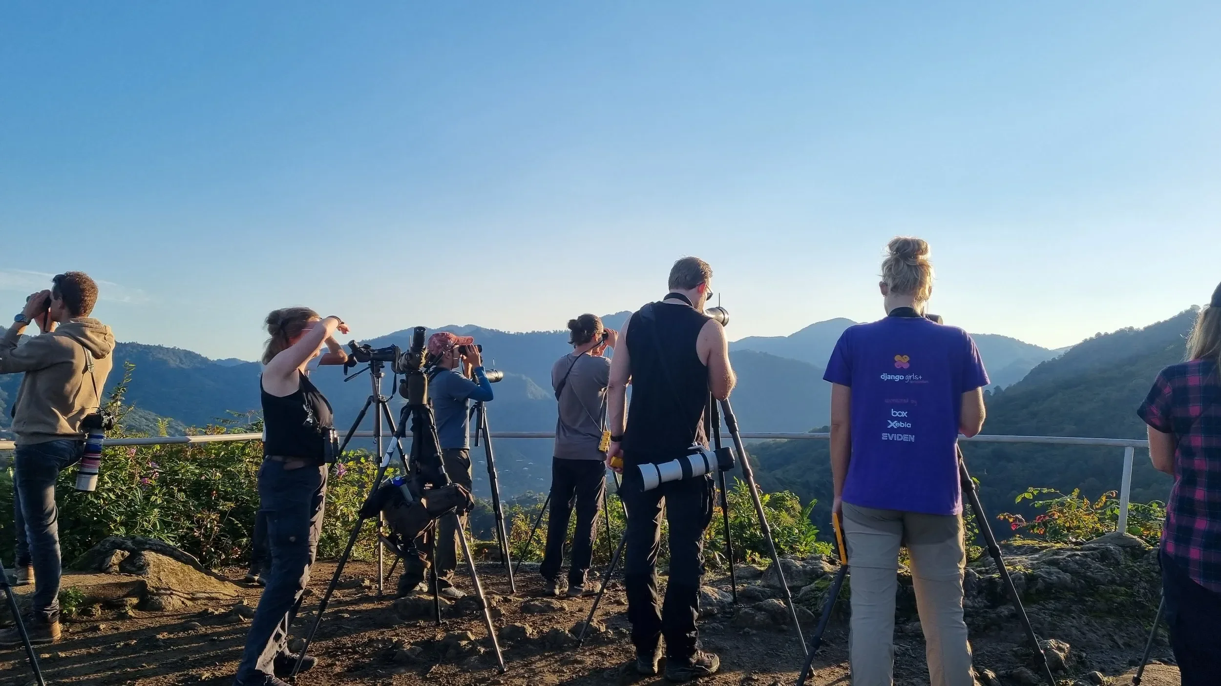 Behind-the-scenes photo from the 2025 Batumi Raptor Count autumn season