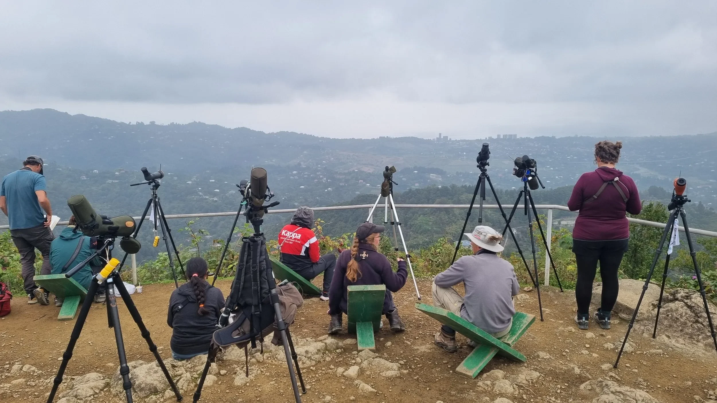 Behind-the-scenes photo from the 2025 Batumi Raptor Count autumn season