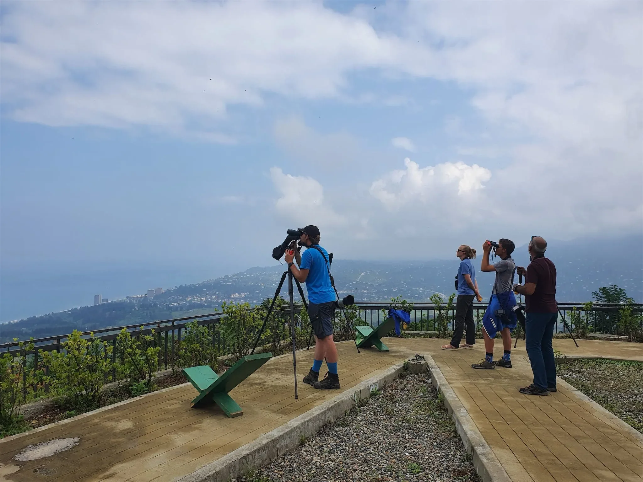 Behind-the-scenes photo from the 2021 Batumi Raptor Count autumn season