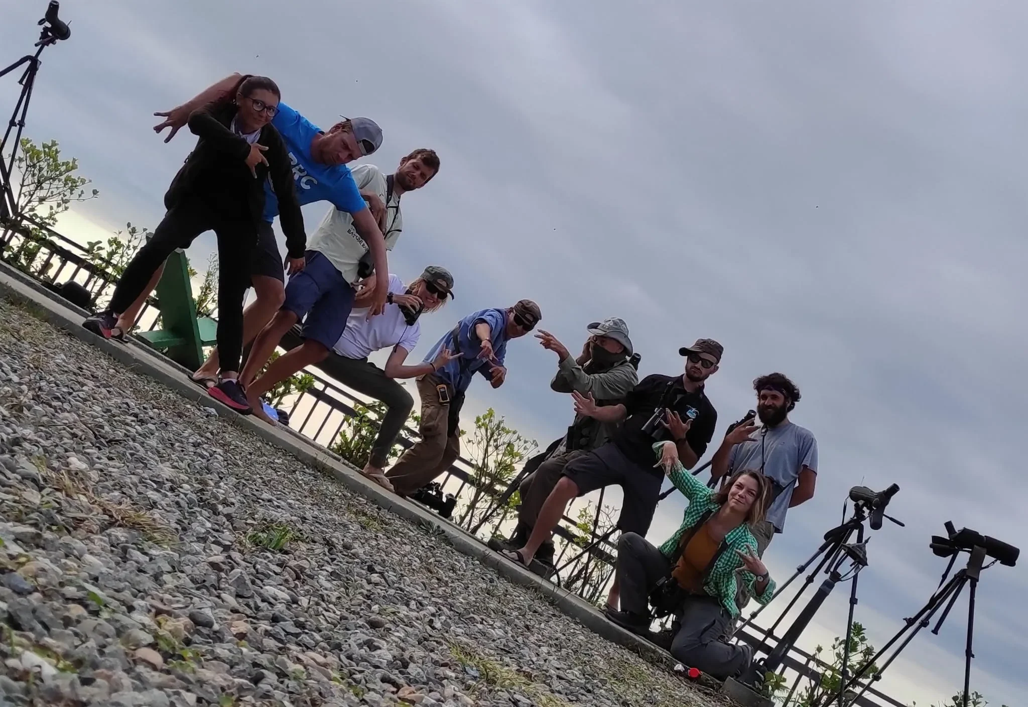 Behind-the-scenes photo from the 2021 Batumi Raptor Count autumn season
