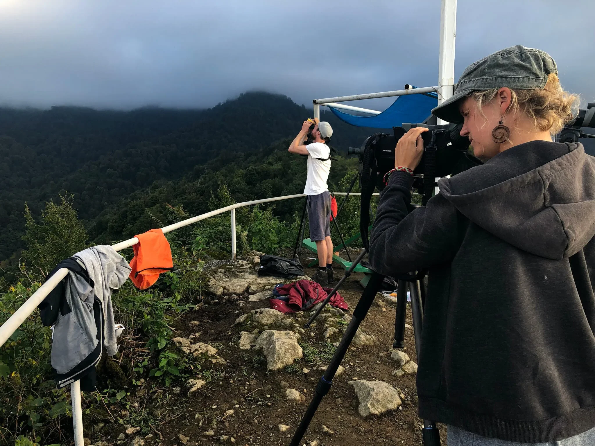 Behind-the-scenes photo from the 2019 Batumi Raptor Count autumn season