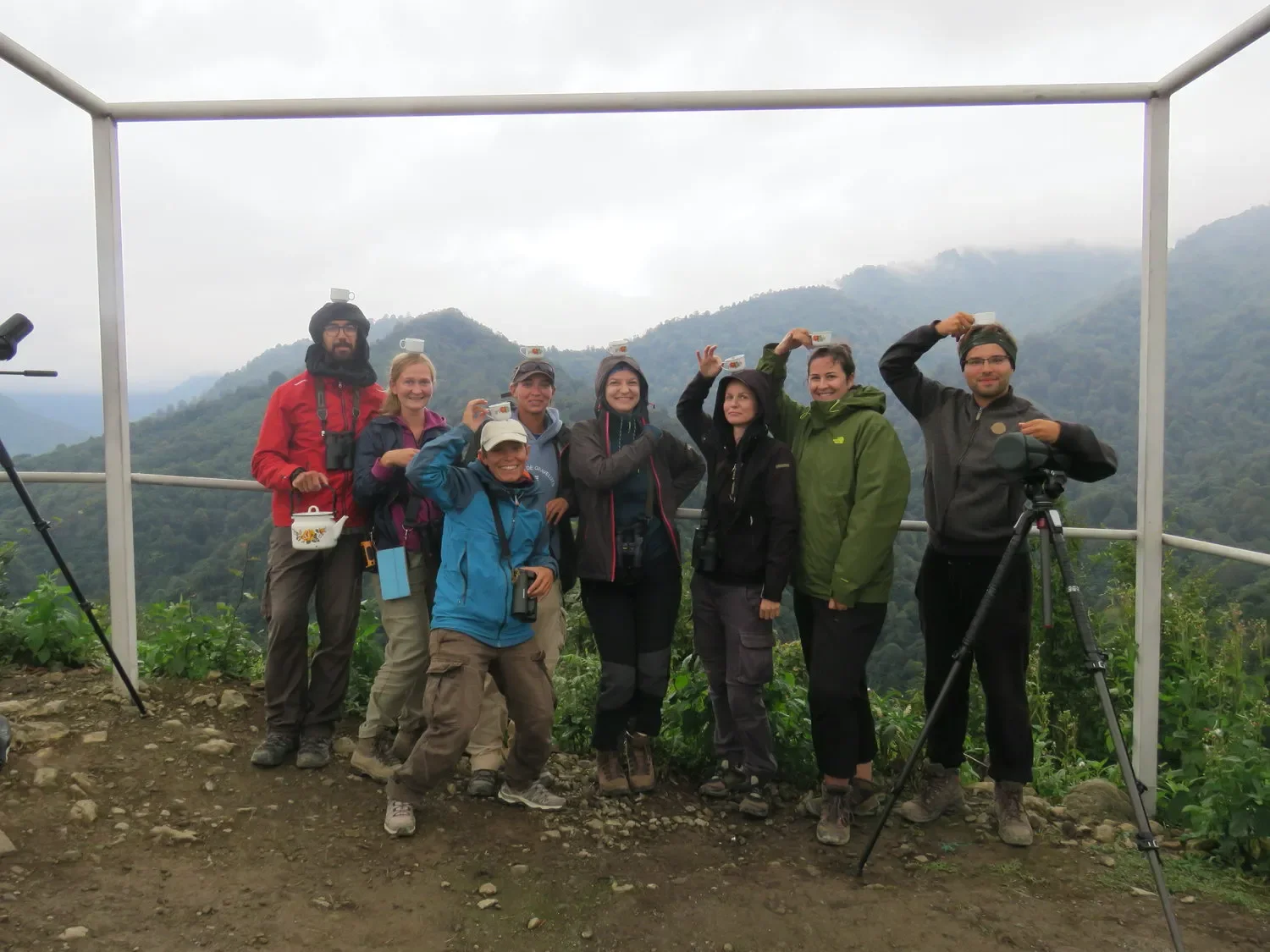 Behind-the-scenes photo from the 2019 Batumi Raptor Count autumn season
