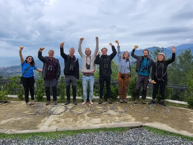 Behind-the-scenes photo from the 2023 Batumi Raptor Count autumn season