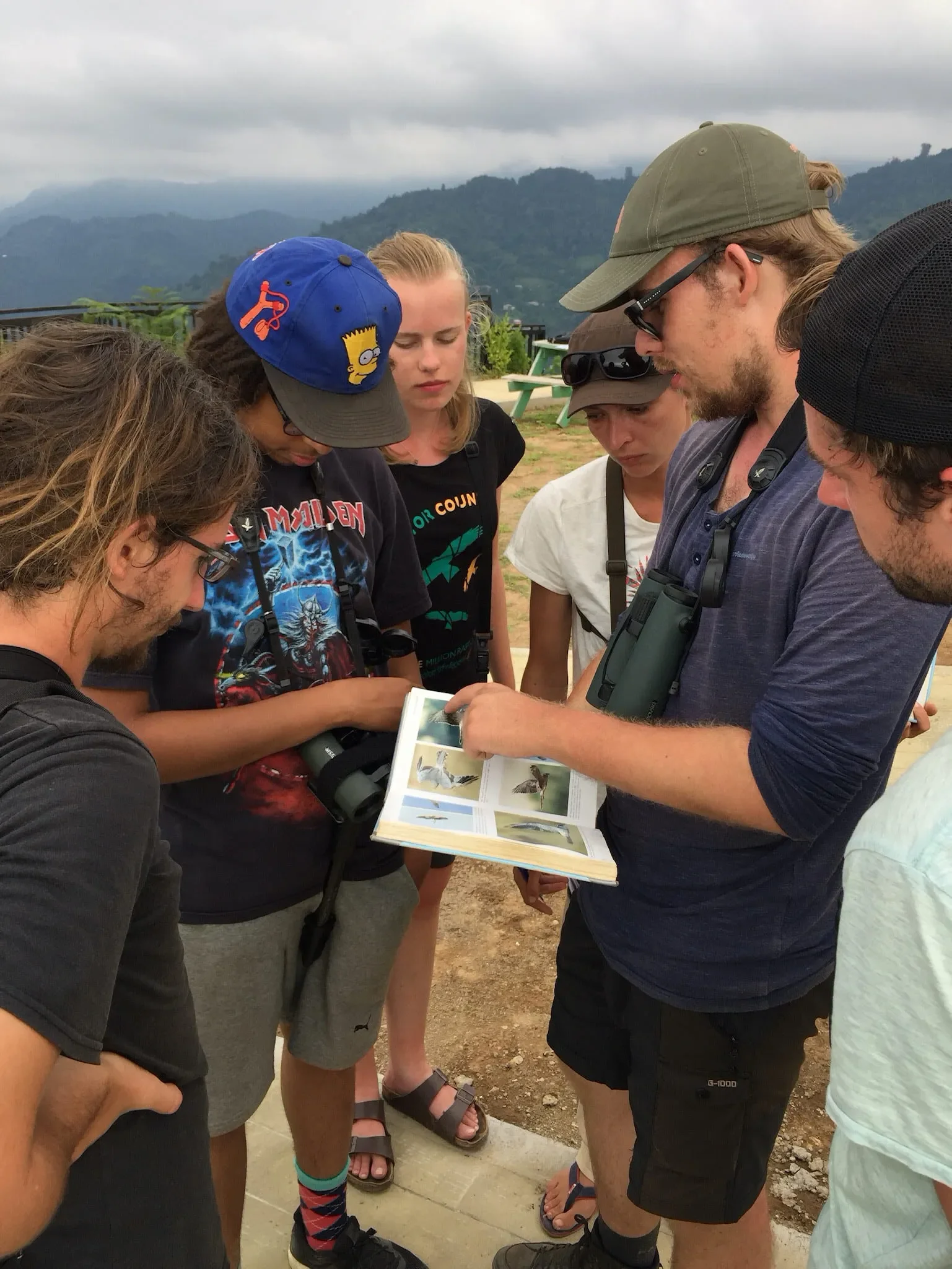 Behind-the-scenes photo from the 2019 Batumi Raptor Count autumn season