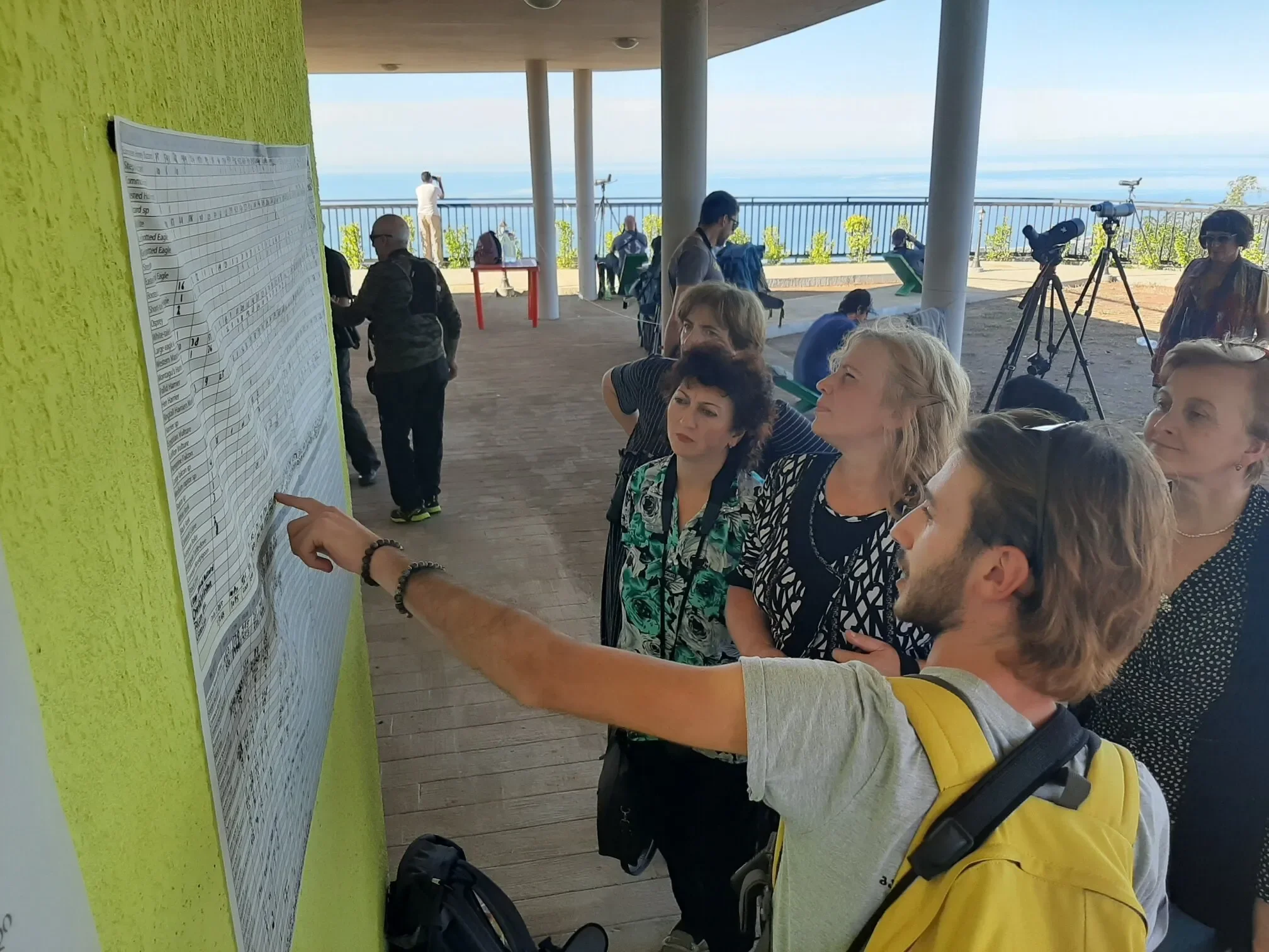 Discussing daily count results with visitors