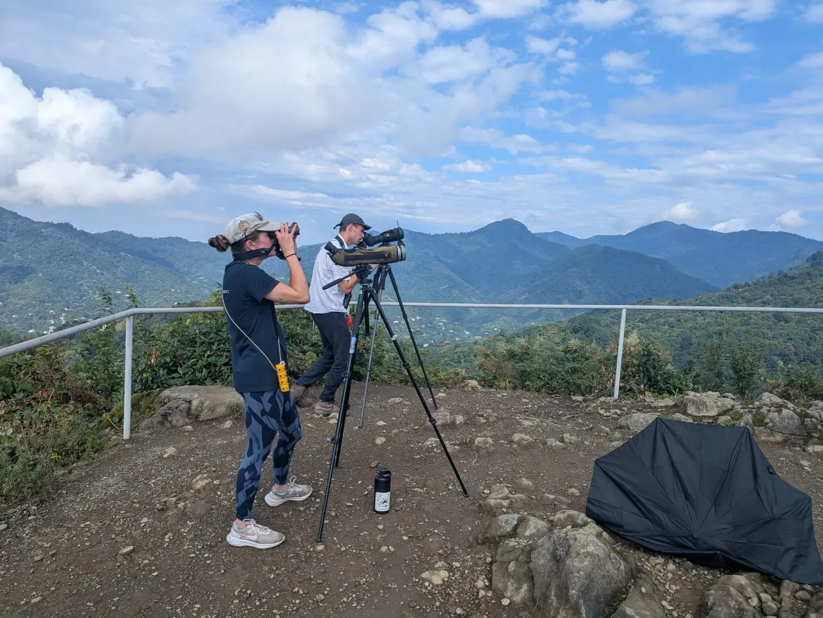 Behind-the-scenes photo from the 2025 Batumi Raptor Count autumn season