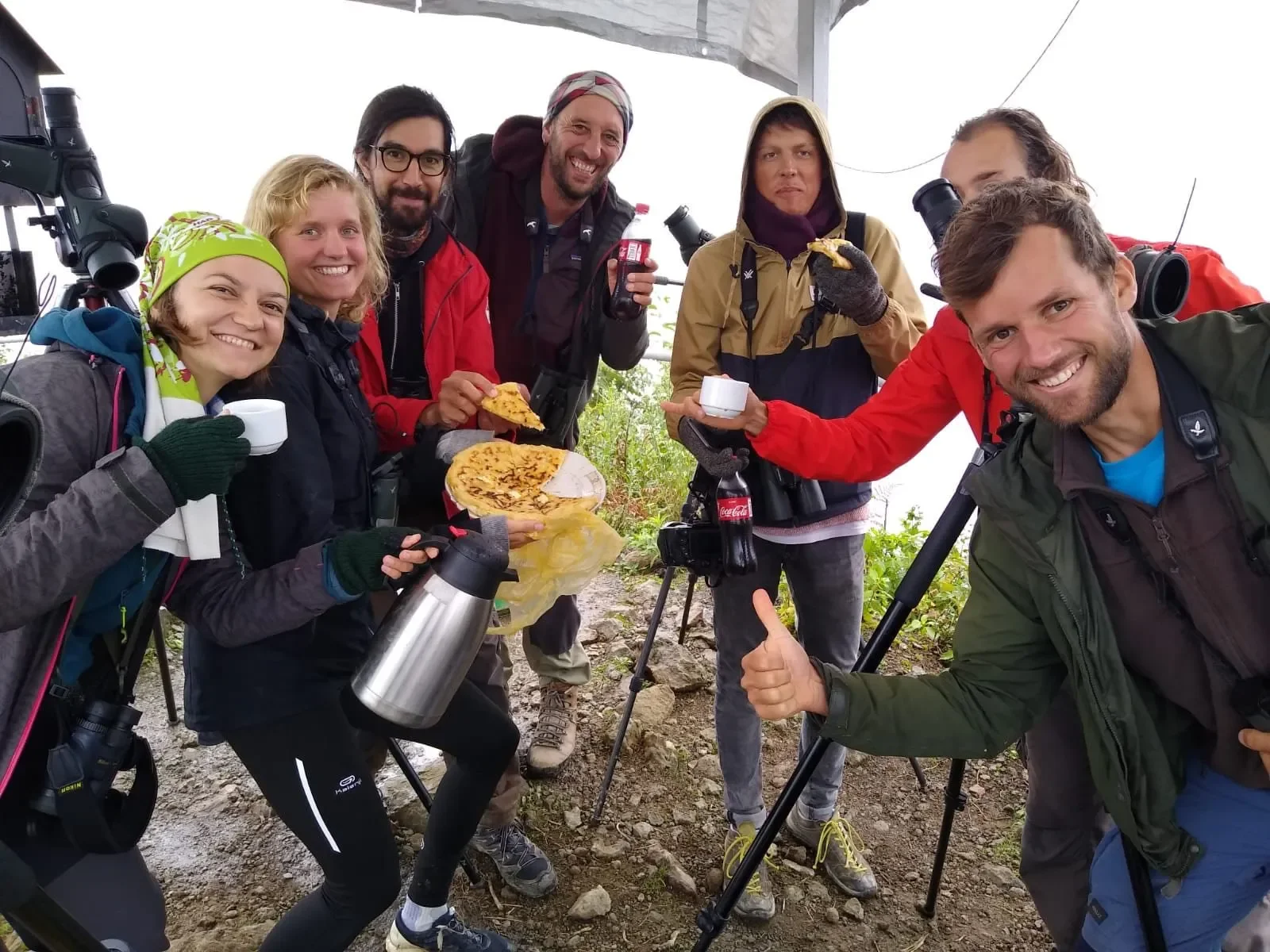 Behind-the-scenes photo from the 2021 Batumi Raptor Count autumn season