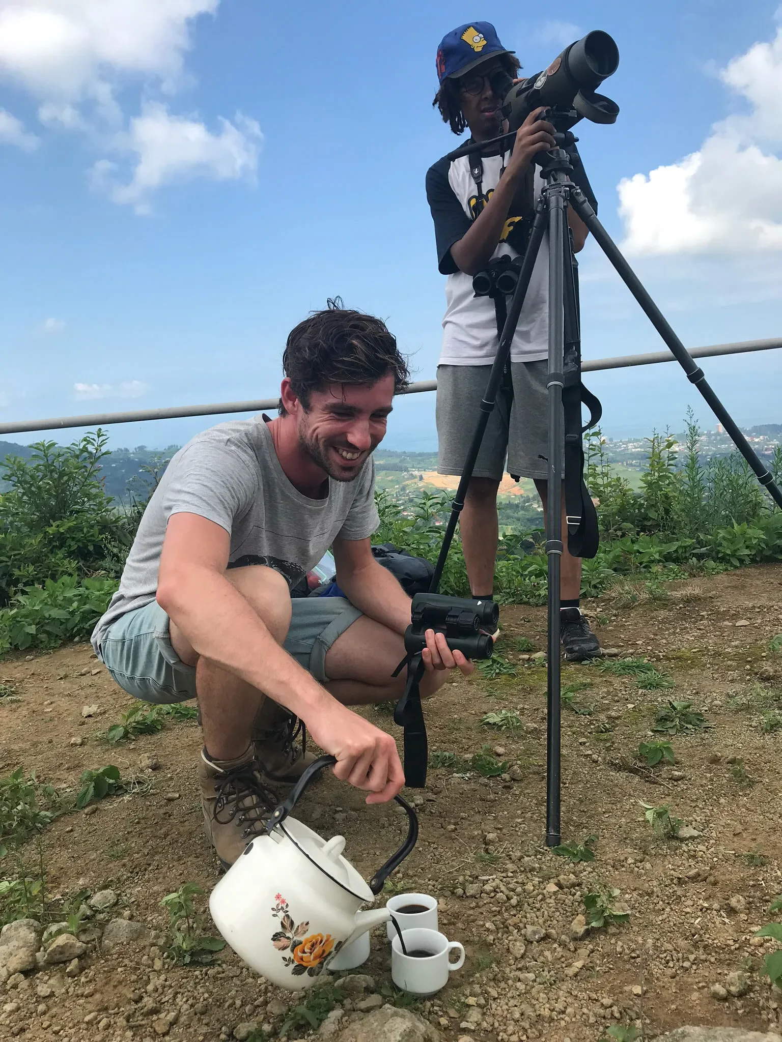 Behind-the-scenes photo from the 2019 Batumi Raptor Count autumn season