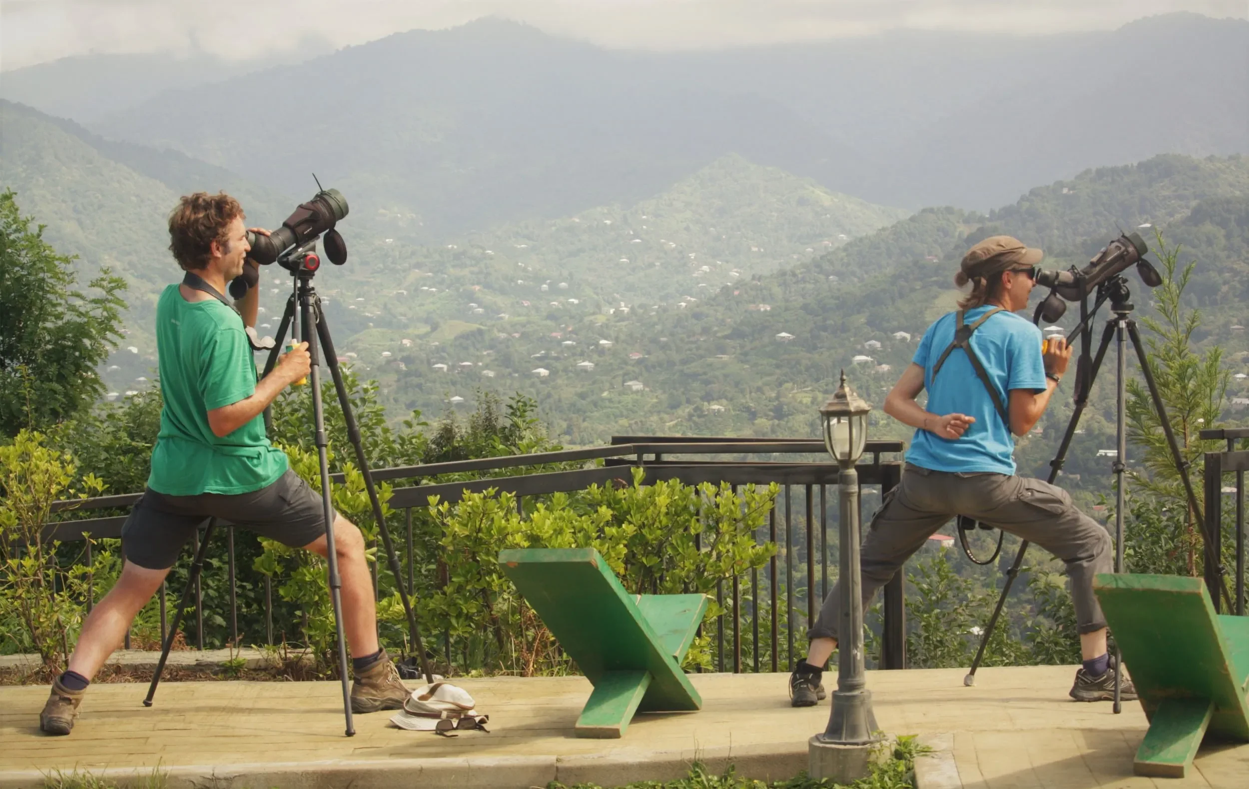 Behind-the-scenes photo from the 2021 Batumi Raptor Count autumn season