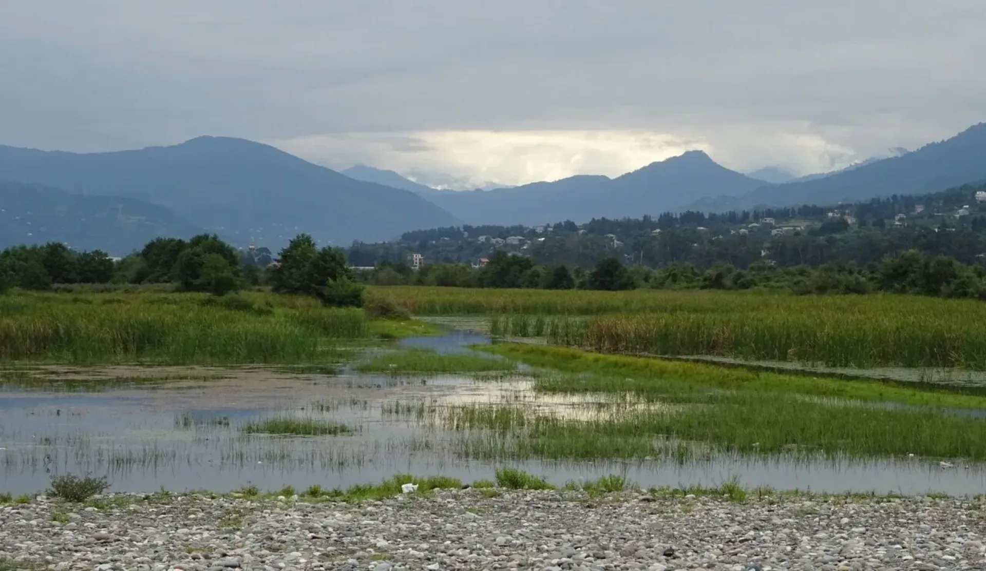 Wetlands and river mouth of the Chorokhi Delta south of Batumi