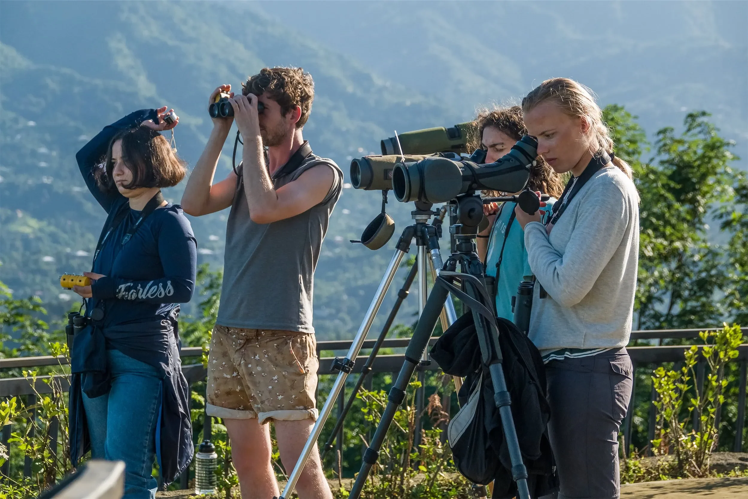 Behind-the-scenes photo from the 2021 Batumi Raptor Count autumn season
