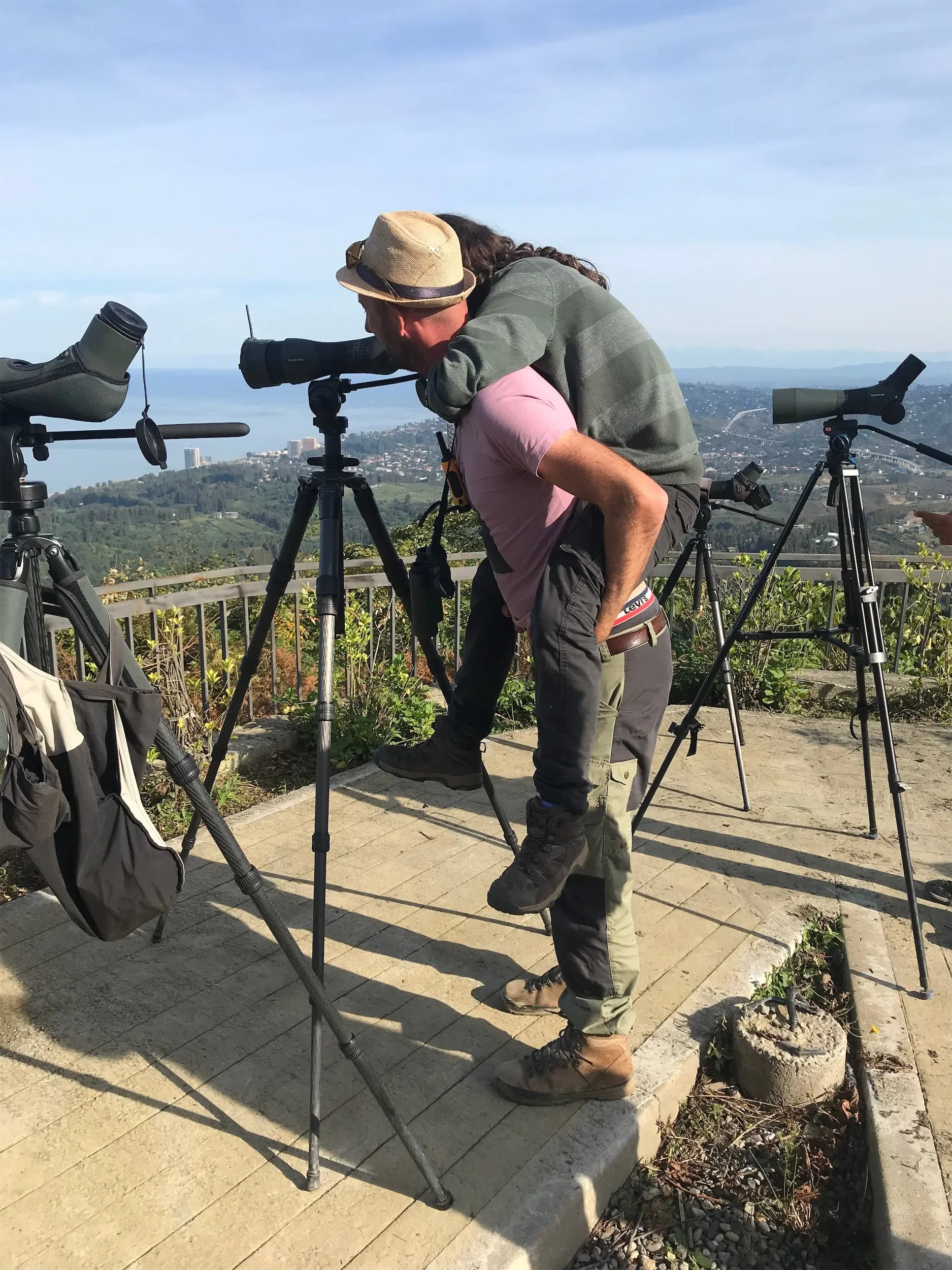 Behind-the-scenes photo from the 2021 Batumi Raptor Count autumn season
