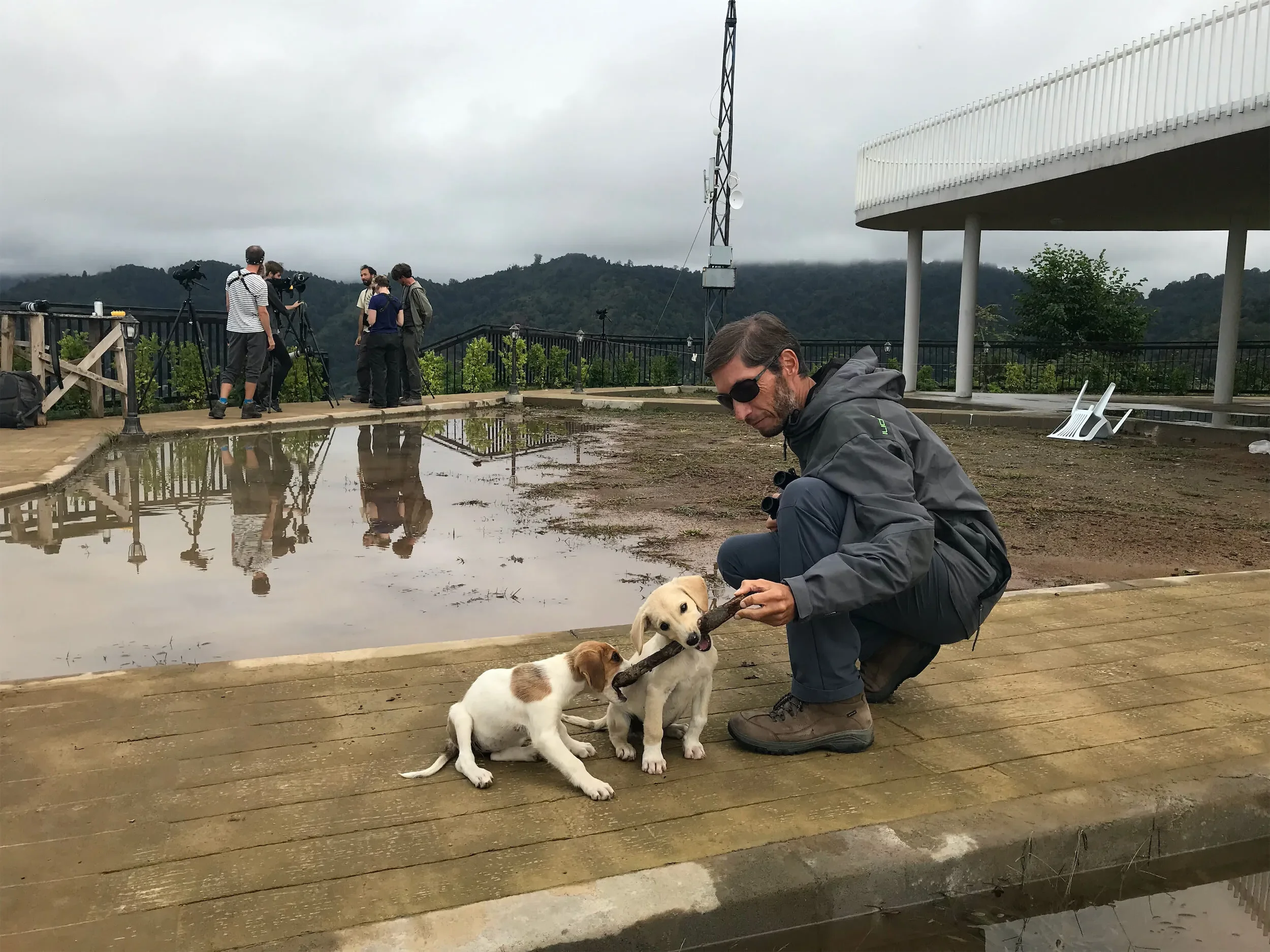 Behind-the-scenes photo from the 2019 Batumi Raptor Count autumn season
