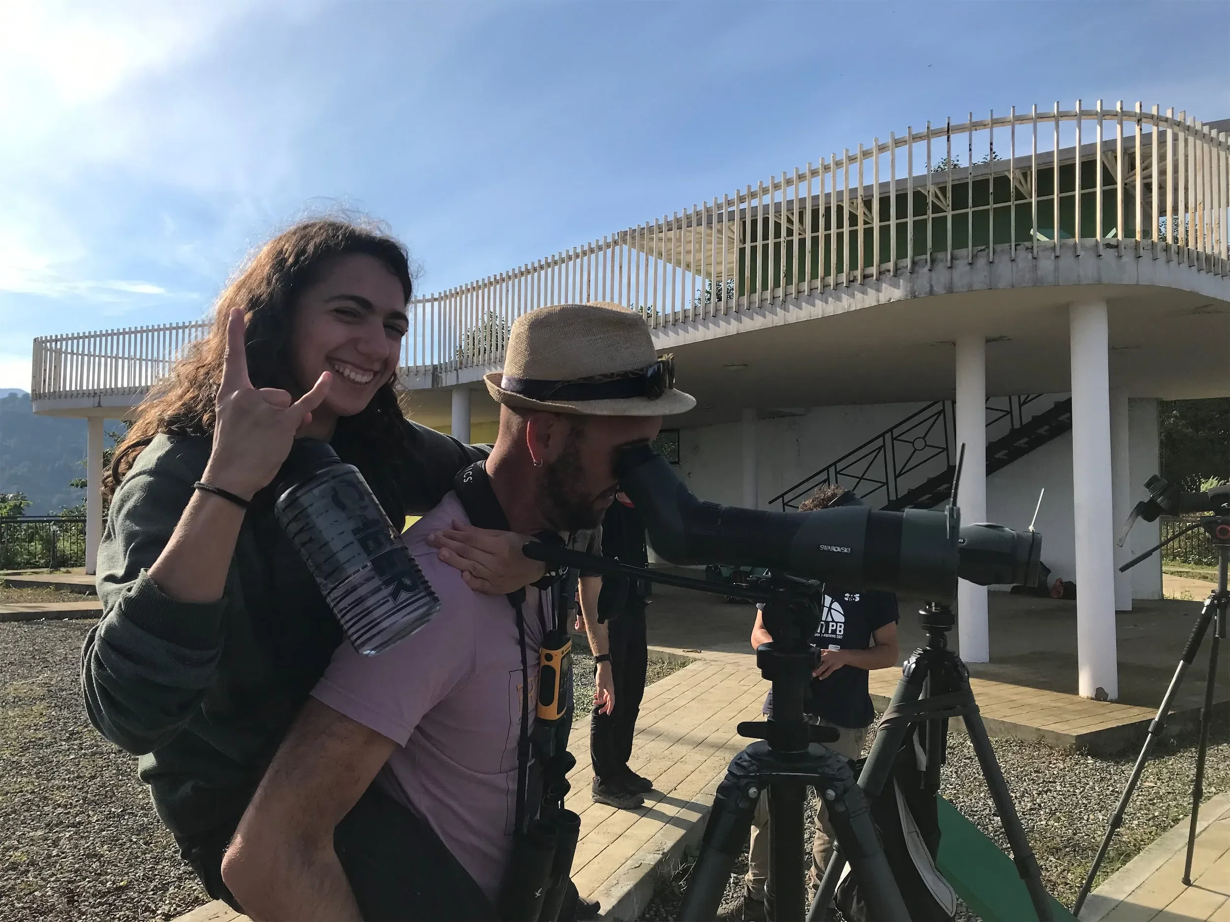 Behind-the-scenes photo from the 2021 Batumi Raptor Count autumn season