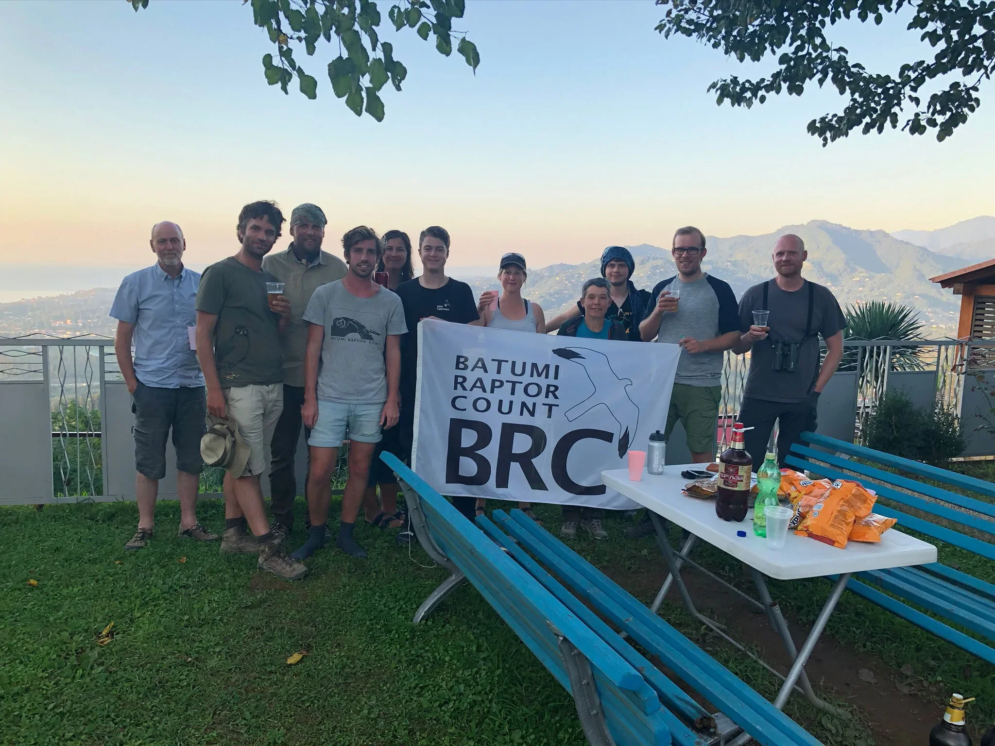 Behind-the-scenes photo from the 2019 Batumi Raptor Count autumn season