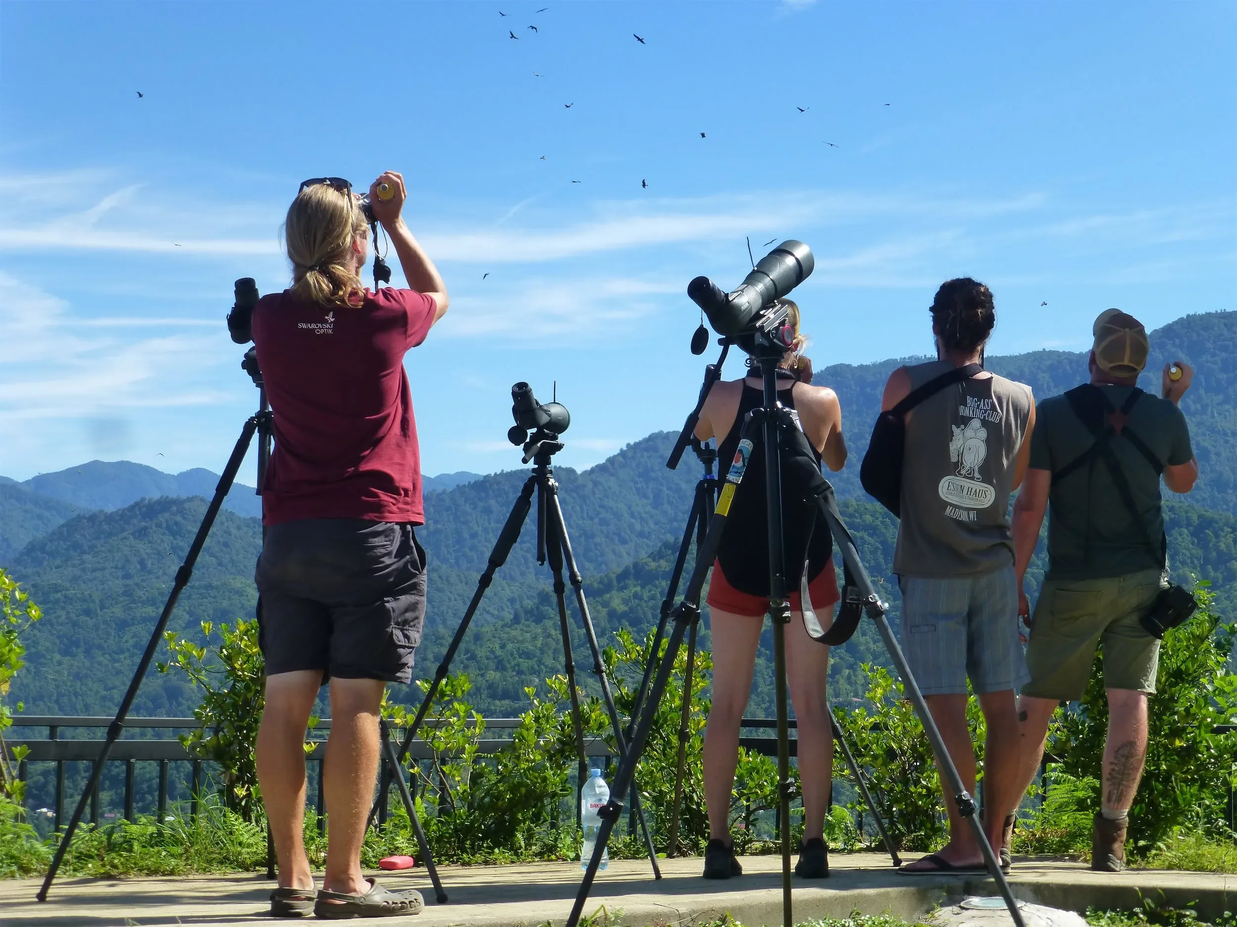 Behind-the-scenes photo from the 2022 Batumi Raptor Count autumn season
