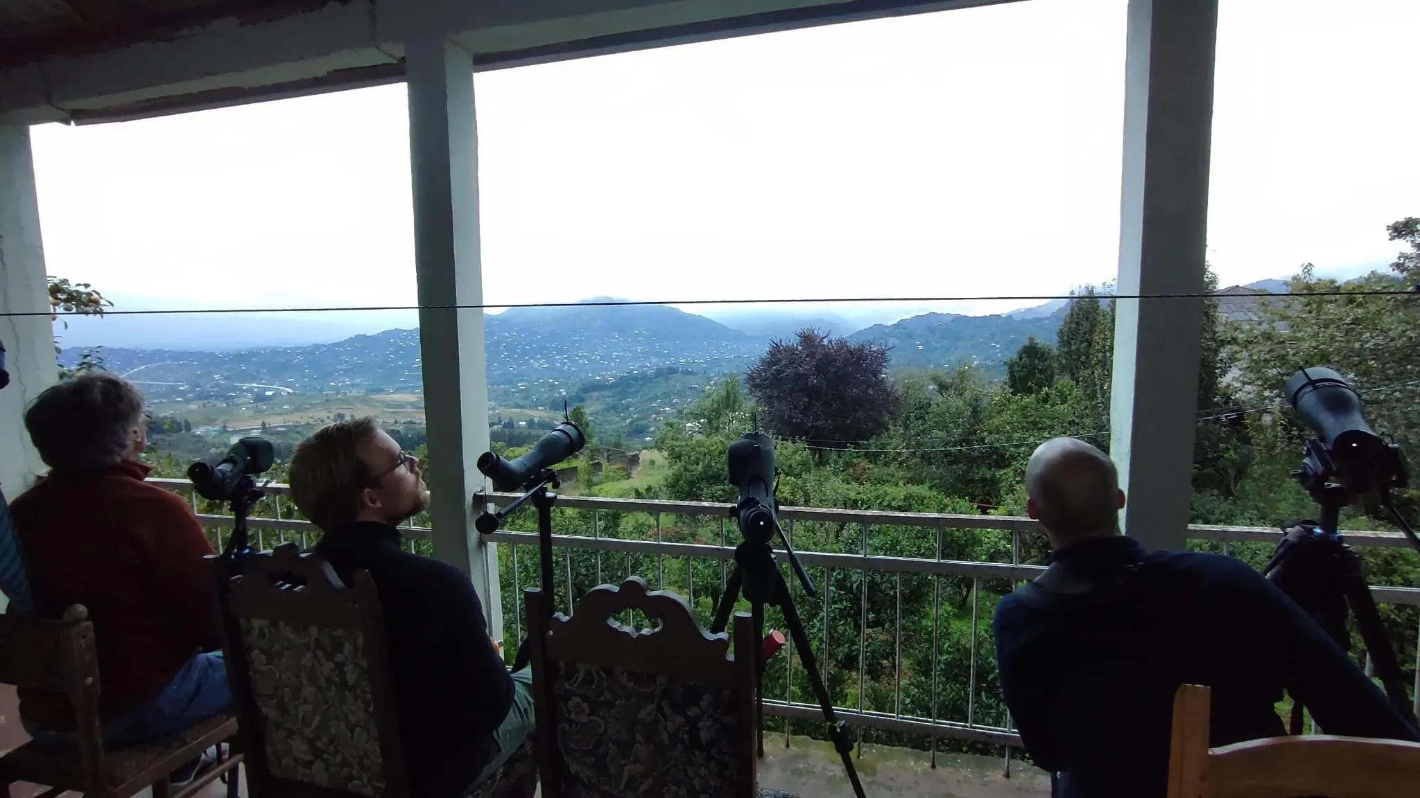 Behind-the-scenes photo from the 2022 Batumi Raptor Count autumn season