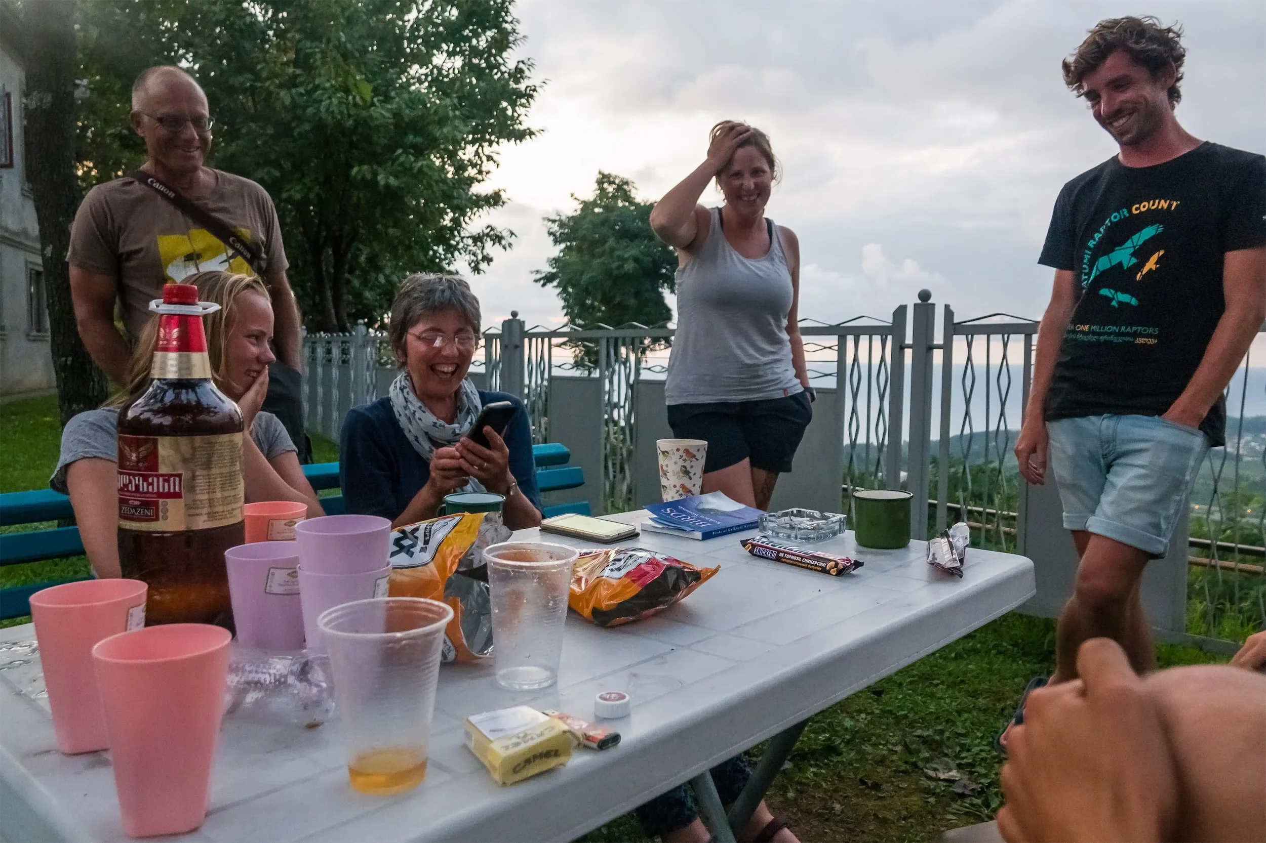 Behind-the-scenes photo from the 2019 Batumi Raptor Count autumn season