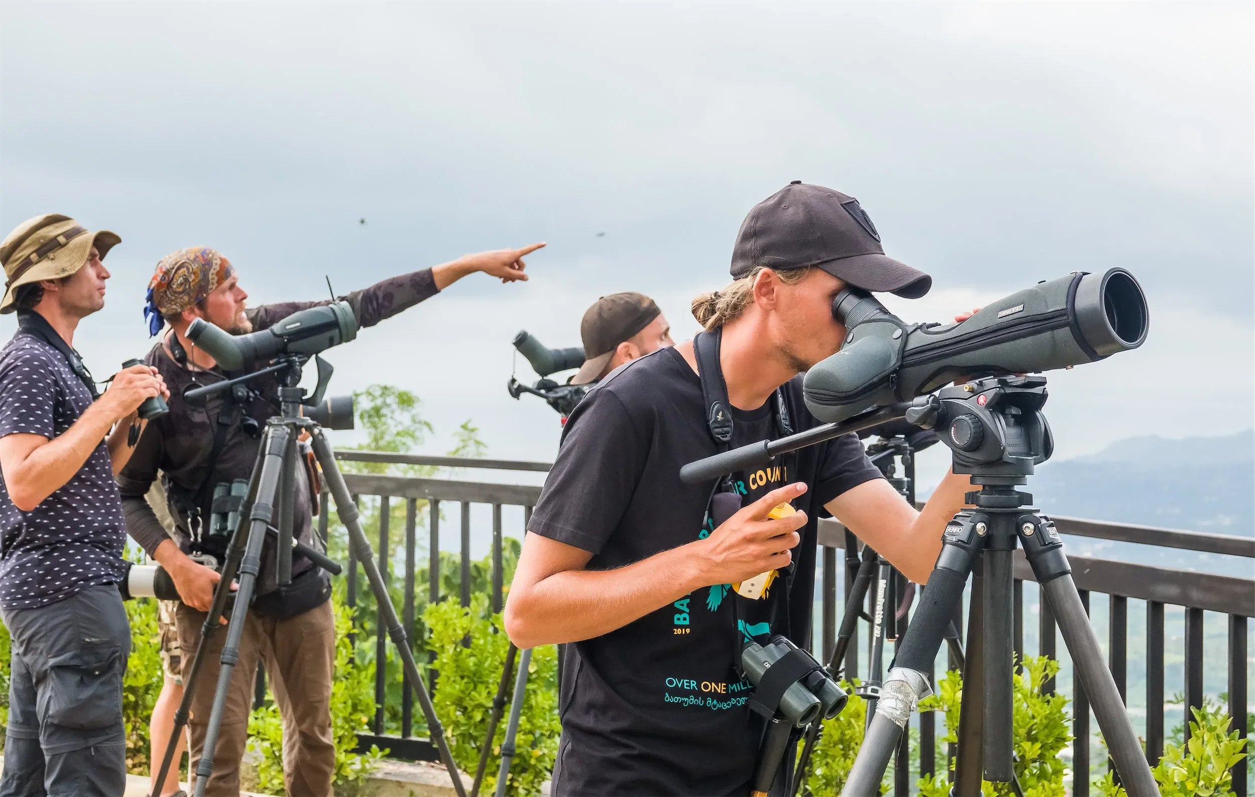 Behind-the-scenes photo from the 2019 Batumi Raptor Count autumn season