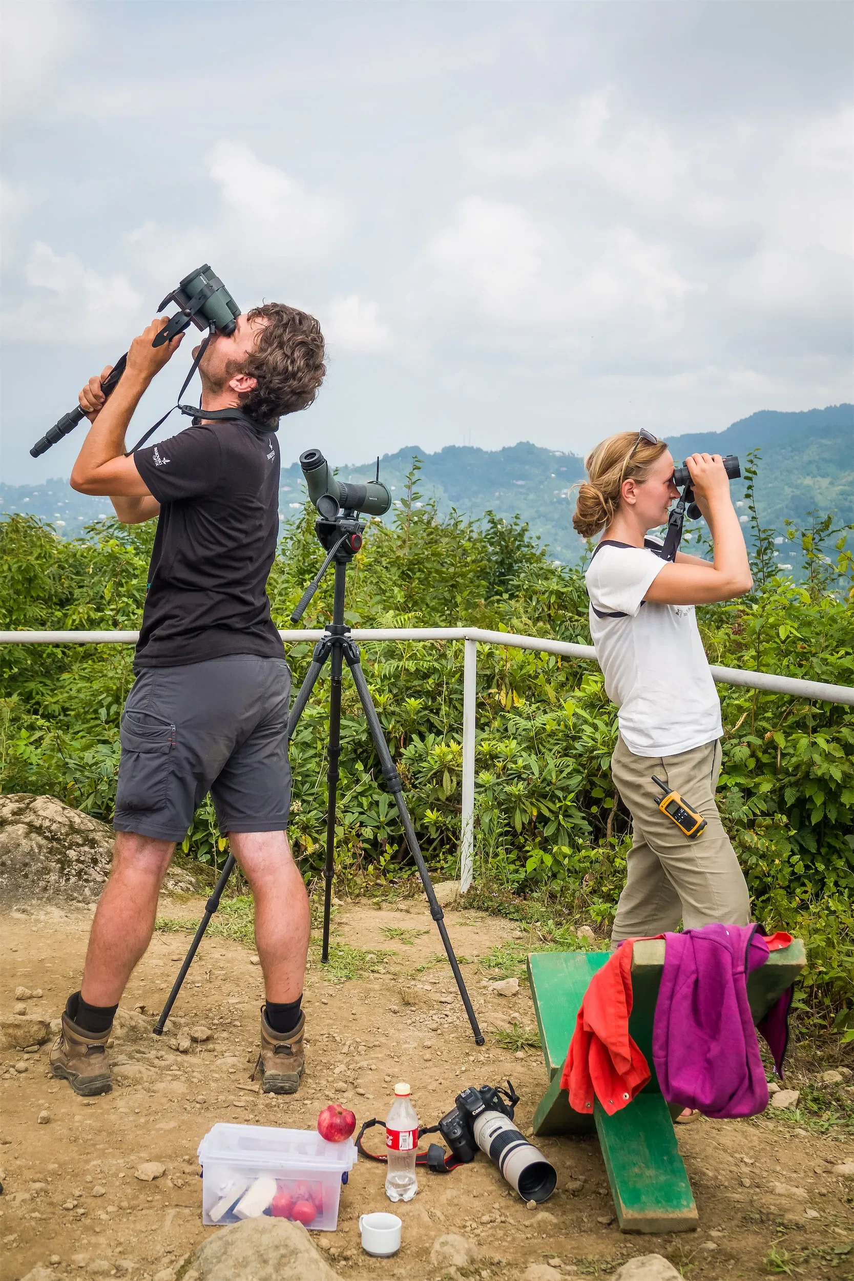 Behind-the-scenes photo from the 2019 Batumi Raptor Count autumn season