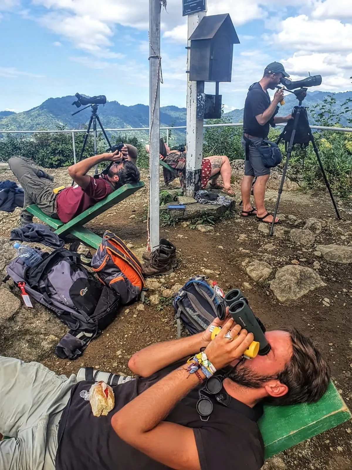Behind-the-scenes photo from the 2022 Batumi Raptor Count autumn season