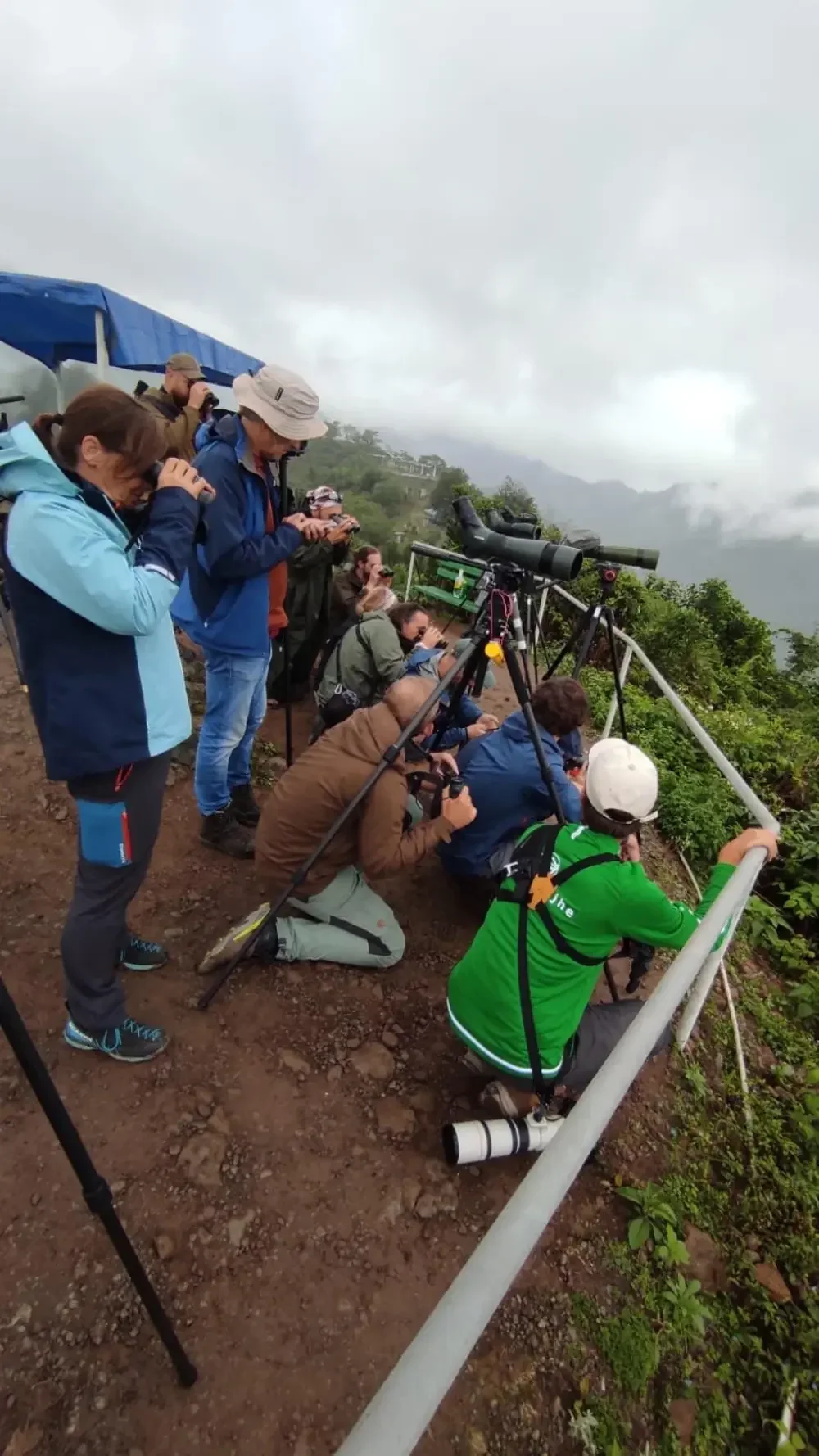 Behind-the-scenes photo from the 2022 Batumi Raptor Count autumn season