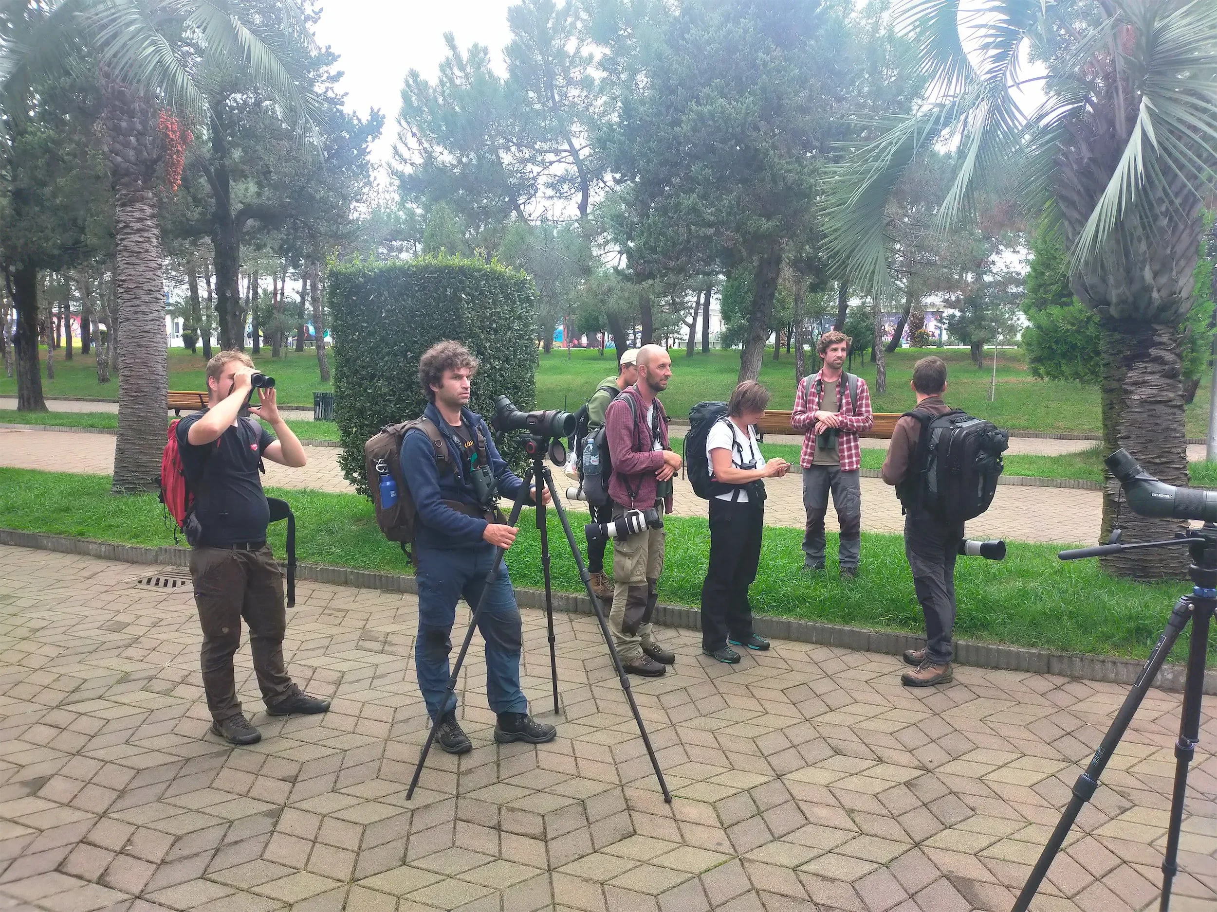 Behind-the-scenes photo from the 2022 Batumi Raptor Count autumn season