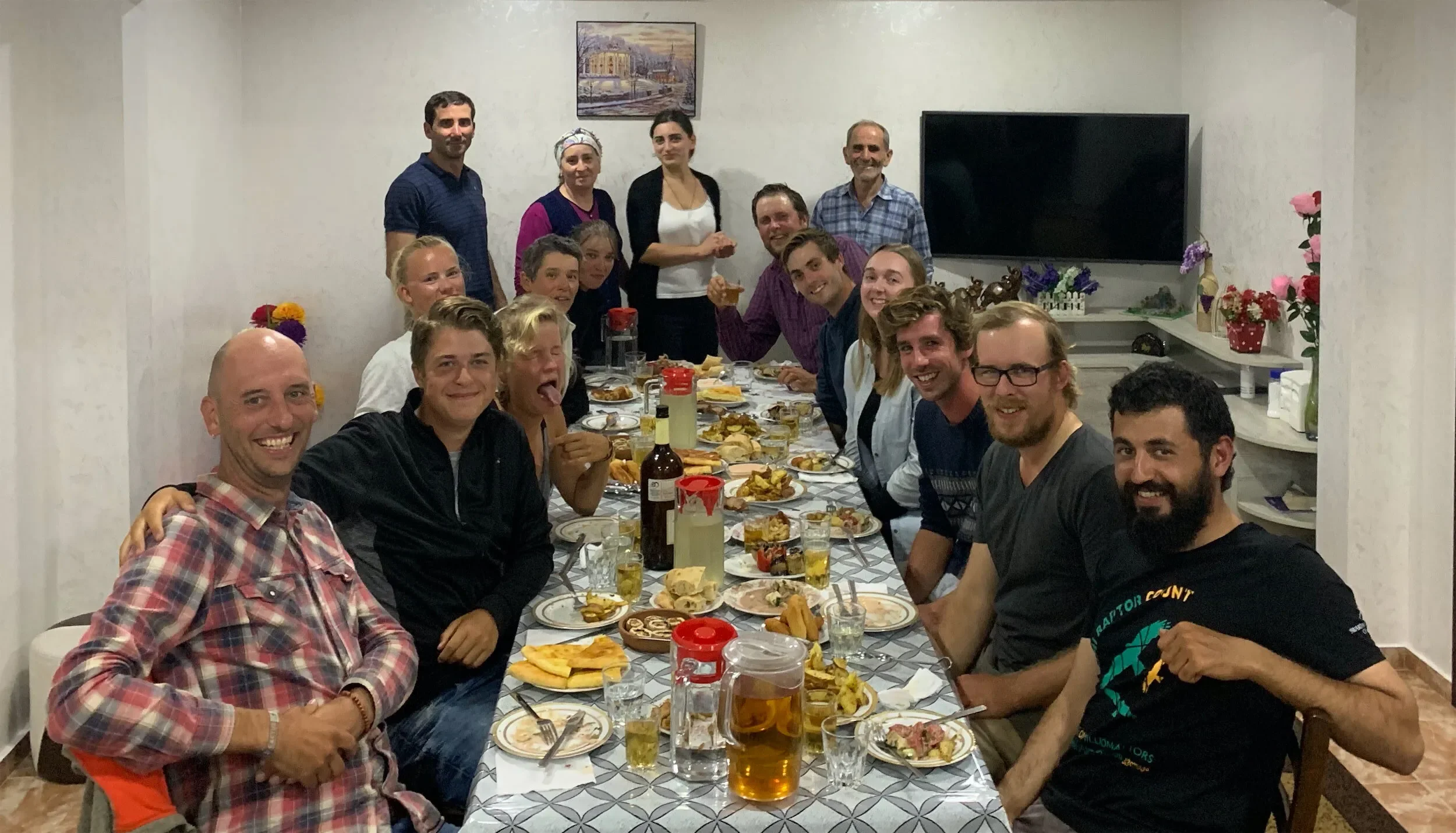The 2019 Batumi Raptor Count team gathered for a celebratory dinner at the end of the season