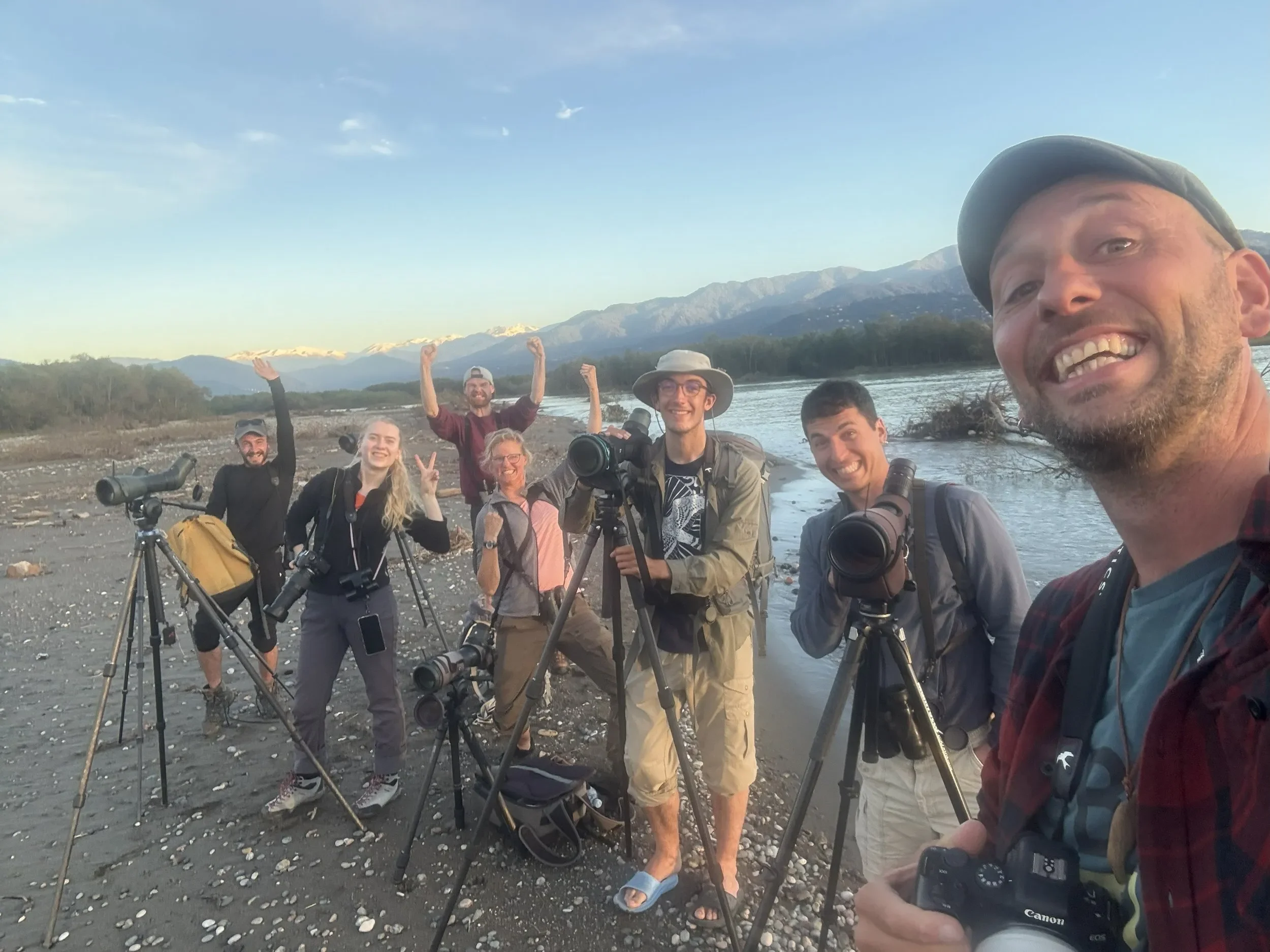 Behind-the-scenes photo from the 2025 Batumi Raptor Count autumn season