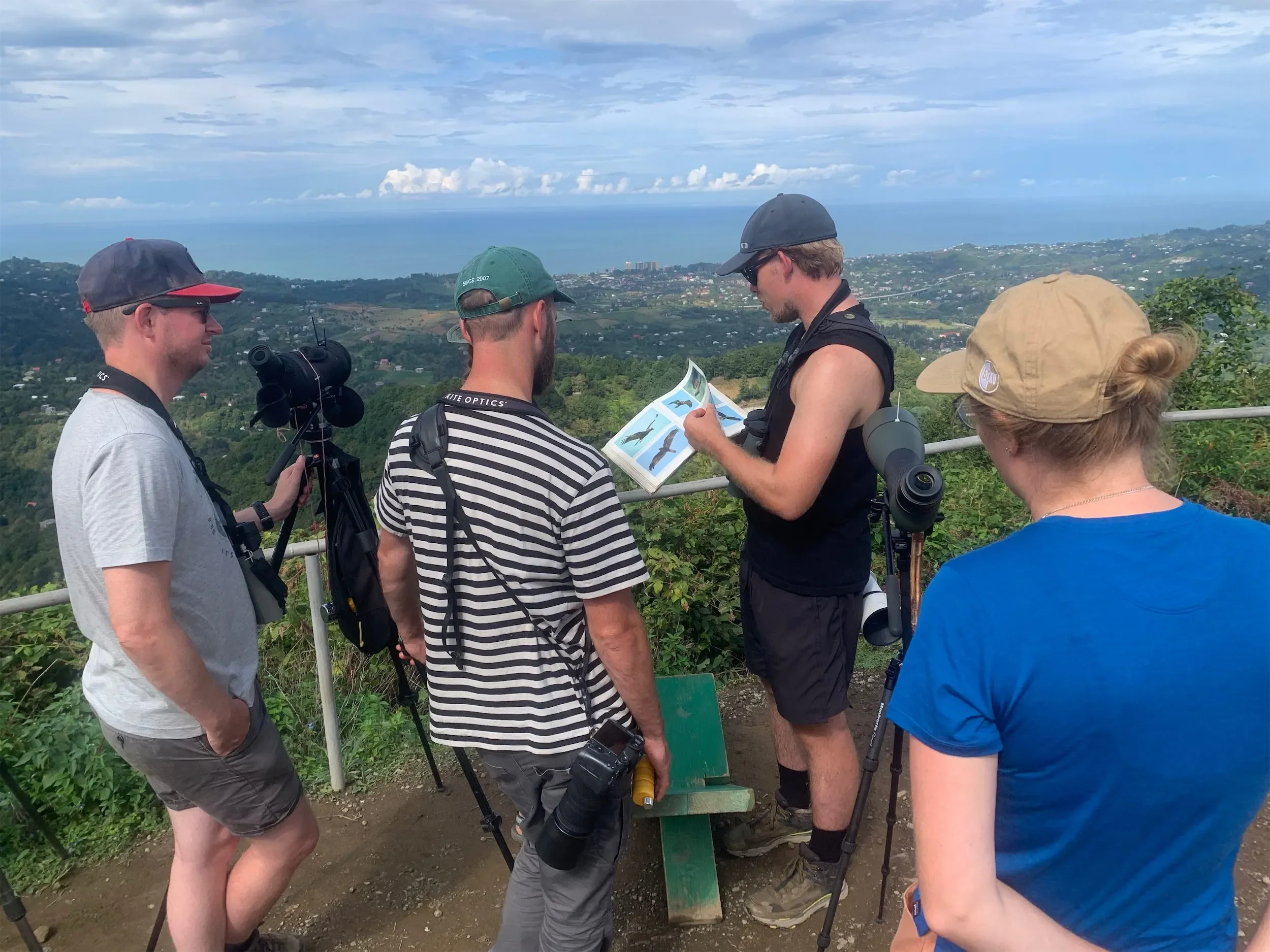 Behind-the-scenes photo from the 2024 Batumi Raptor Count autumn season