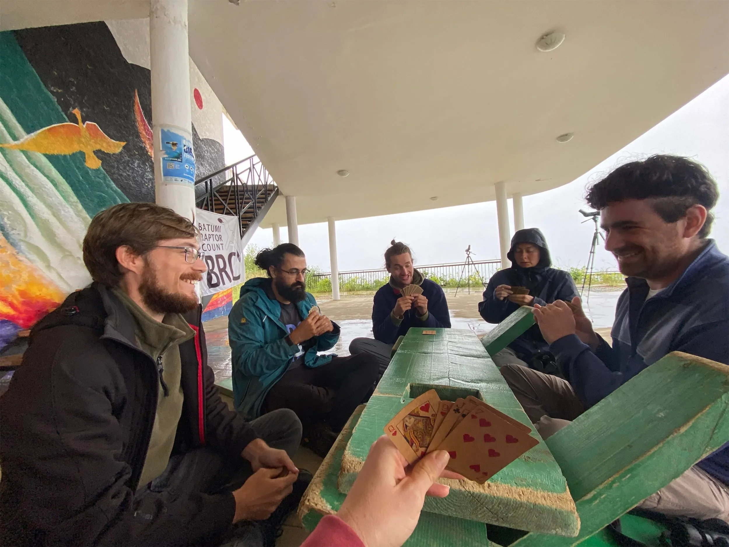 Behind-the-scenes photo from the 2024 Batumi Raptor Count autumn season